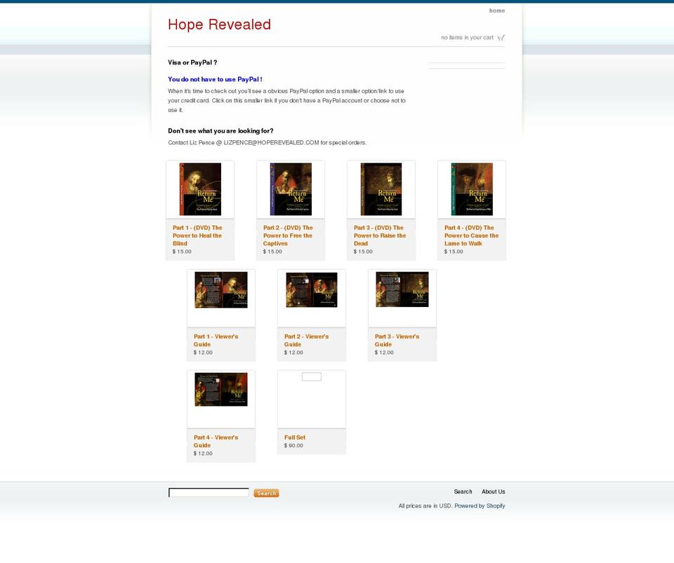 hoperevealed.myshopify.com shopify website screenshot