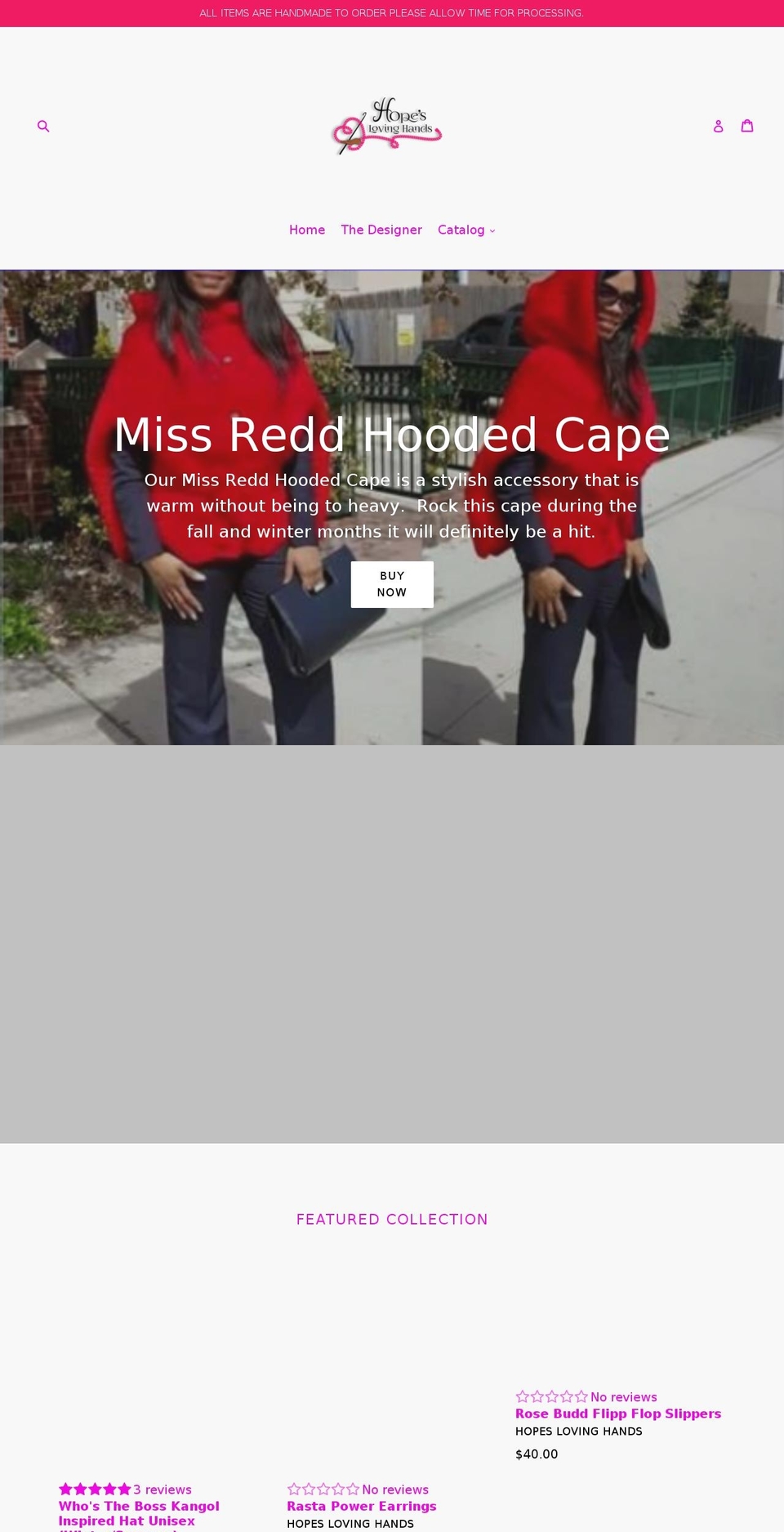 hopeslovinghands.org shopify website screenshot