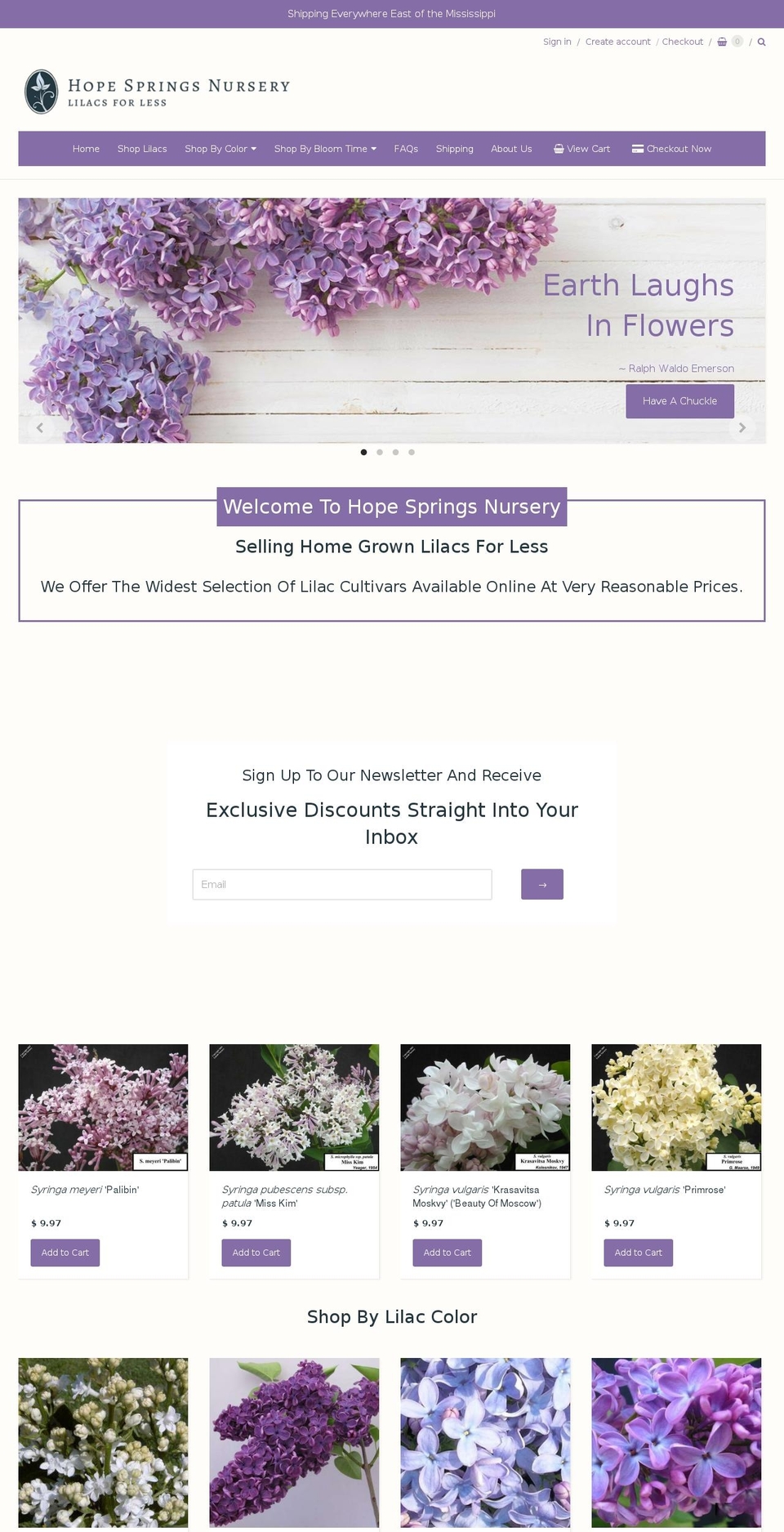 hopespringsnursery.com shopify website screenshot