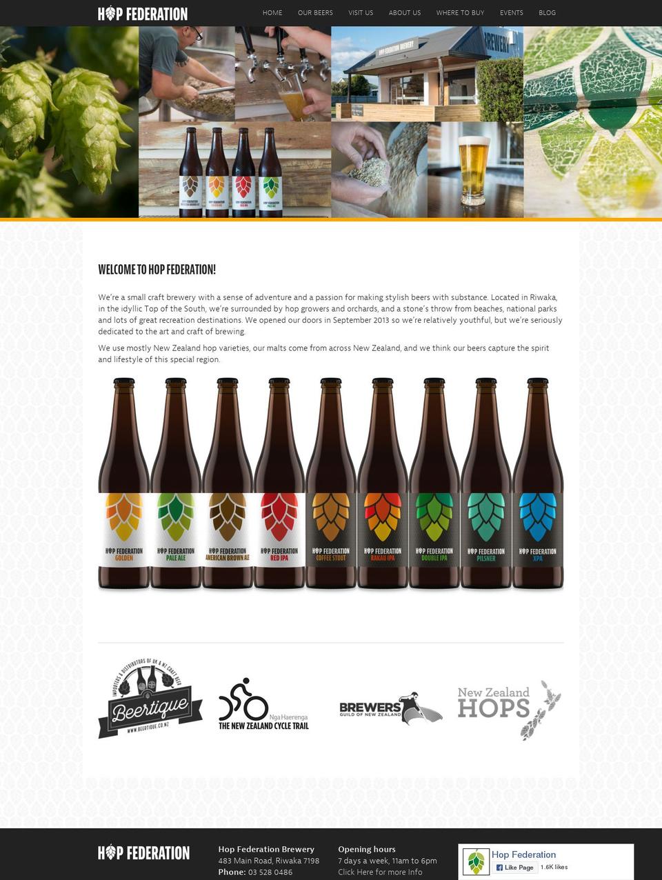 hopfederation.co.nz shopify website screenshot