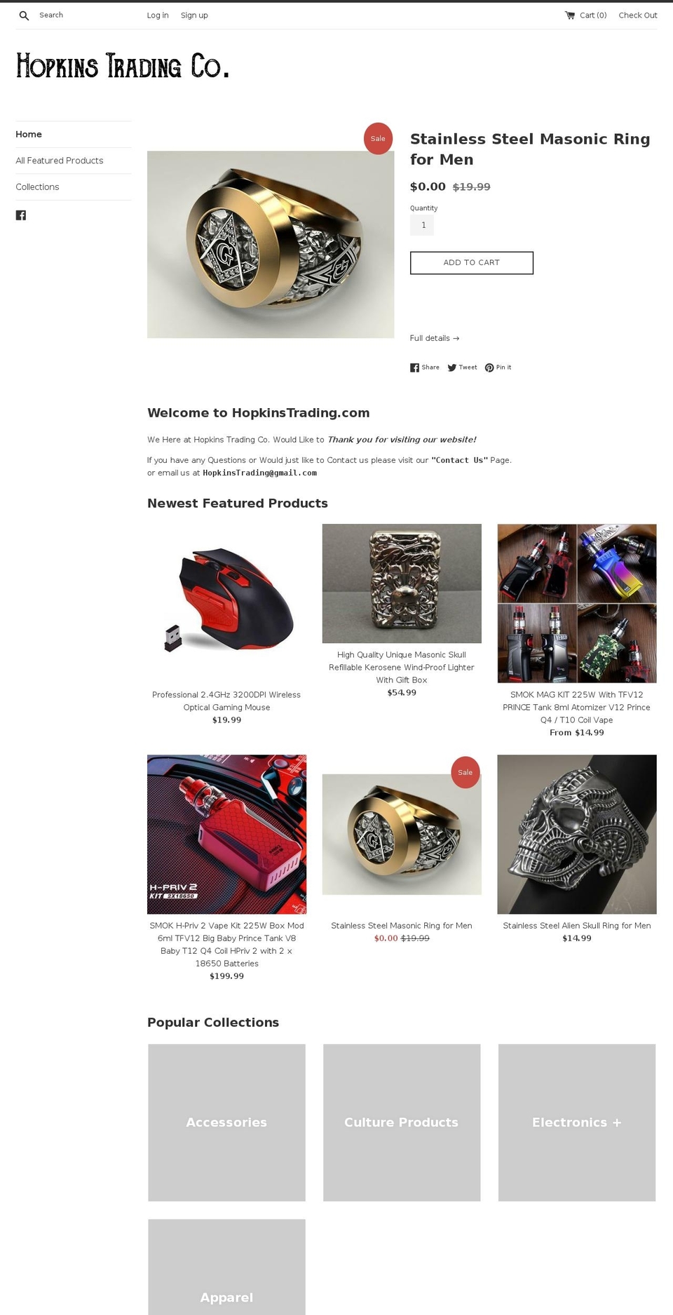 hopkinstrading.com — Shopify storefront screenshot