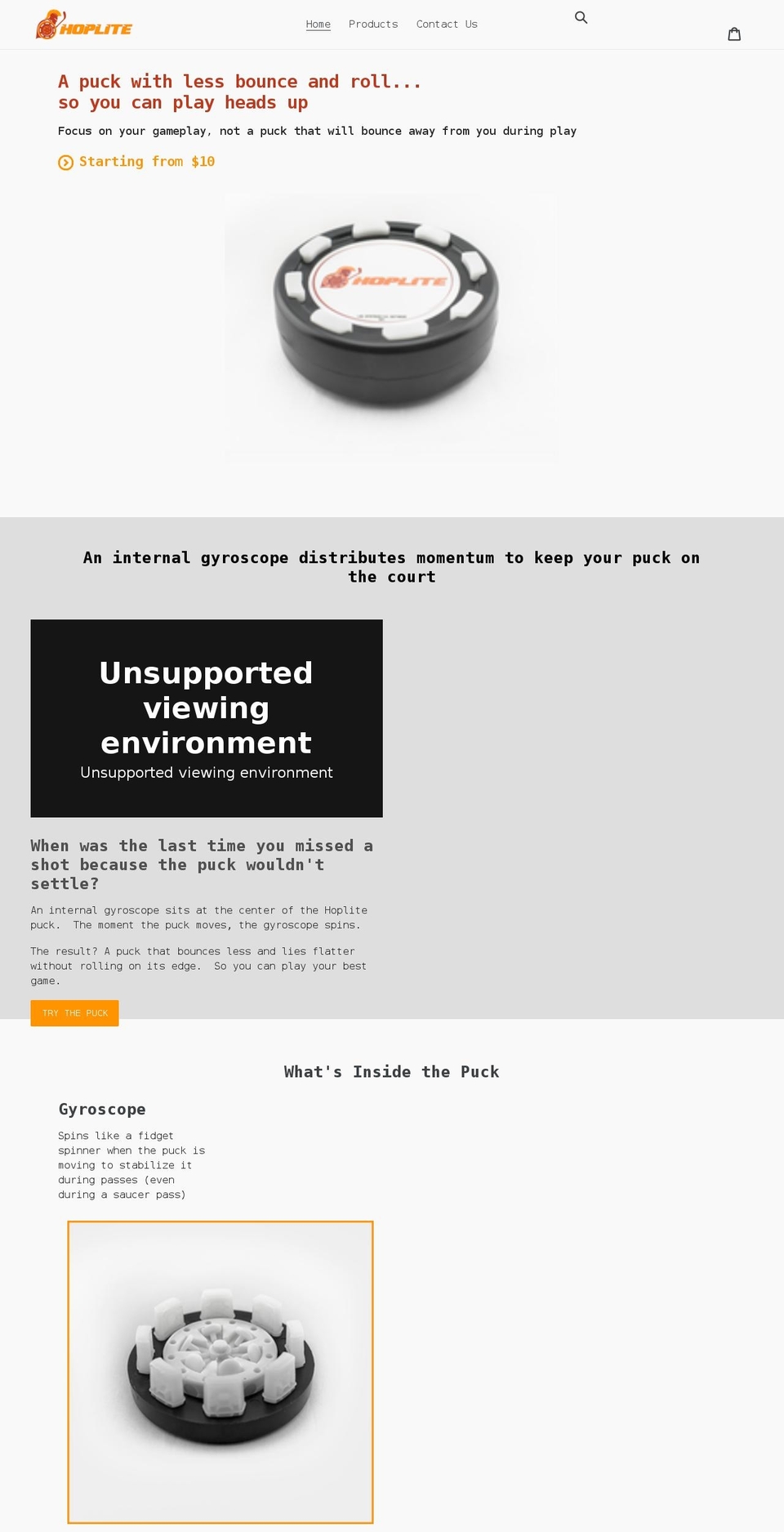 hoplitepuck.com shopify website screenshot