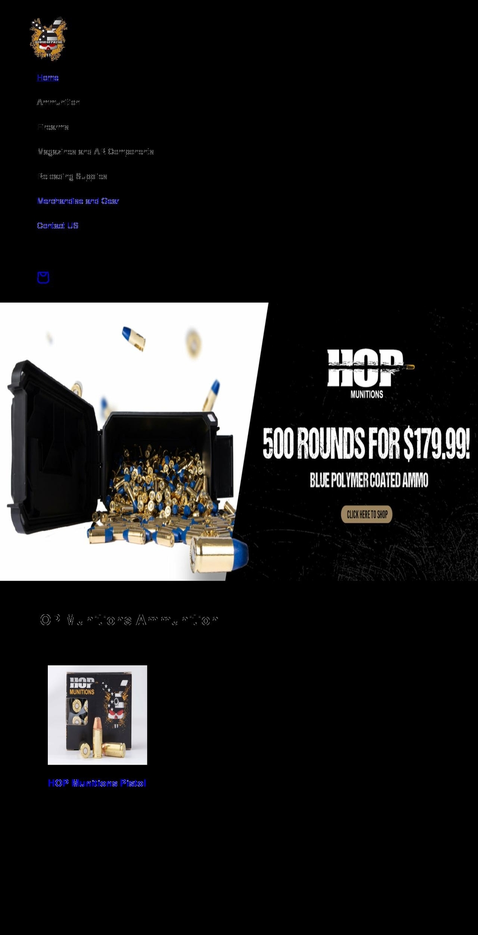 hopmunitions.com shopify website screenshot
