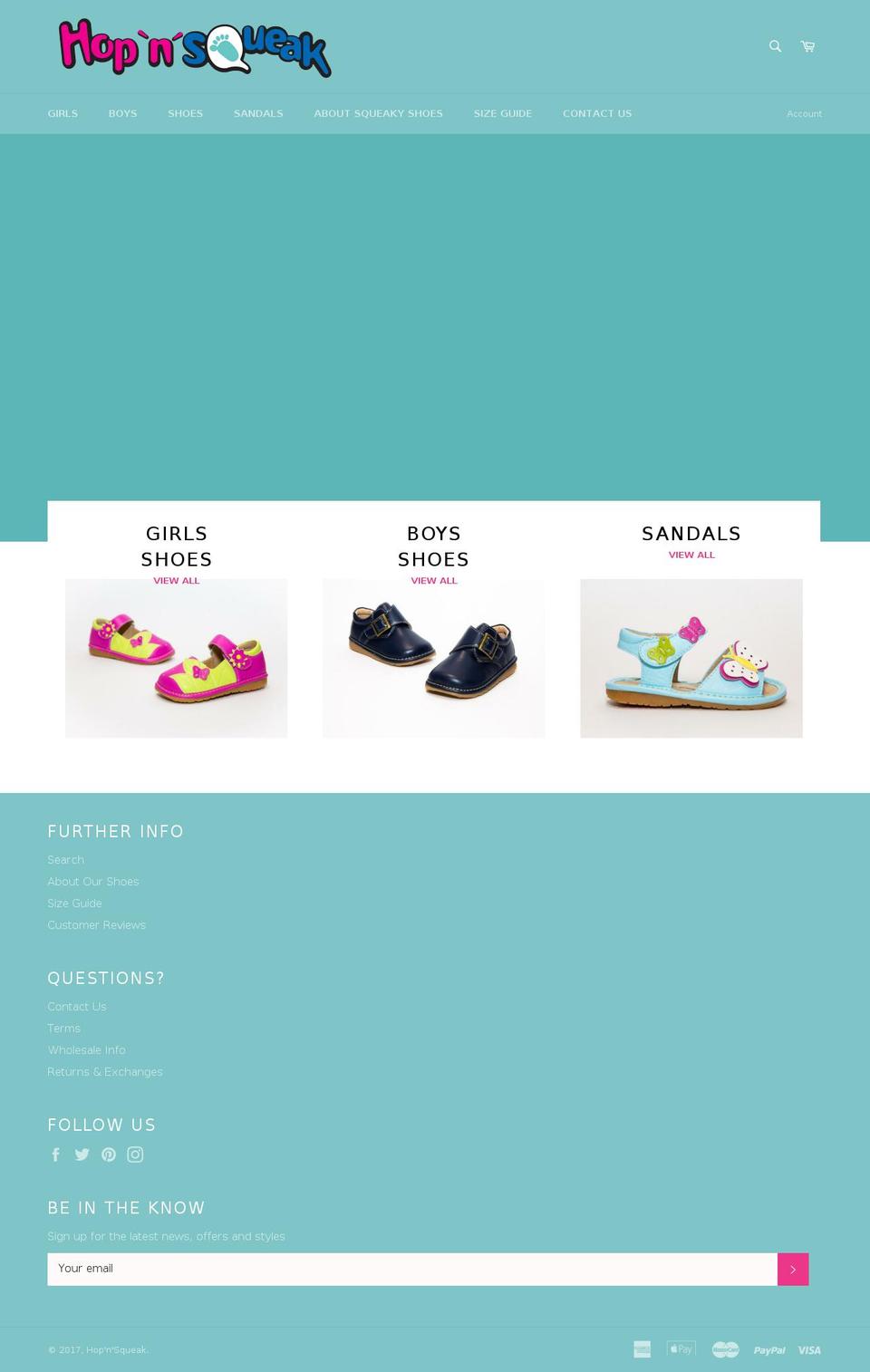 hopnsqueak.com shopify website screenshot