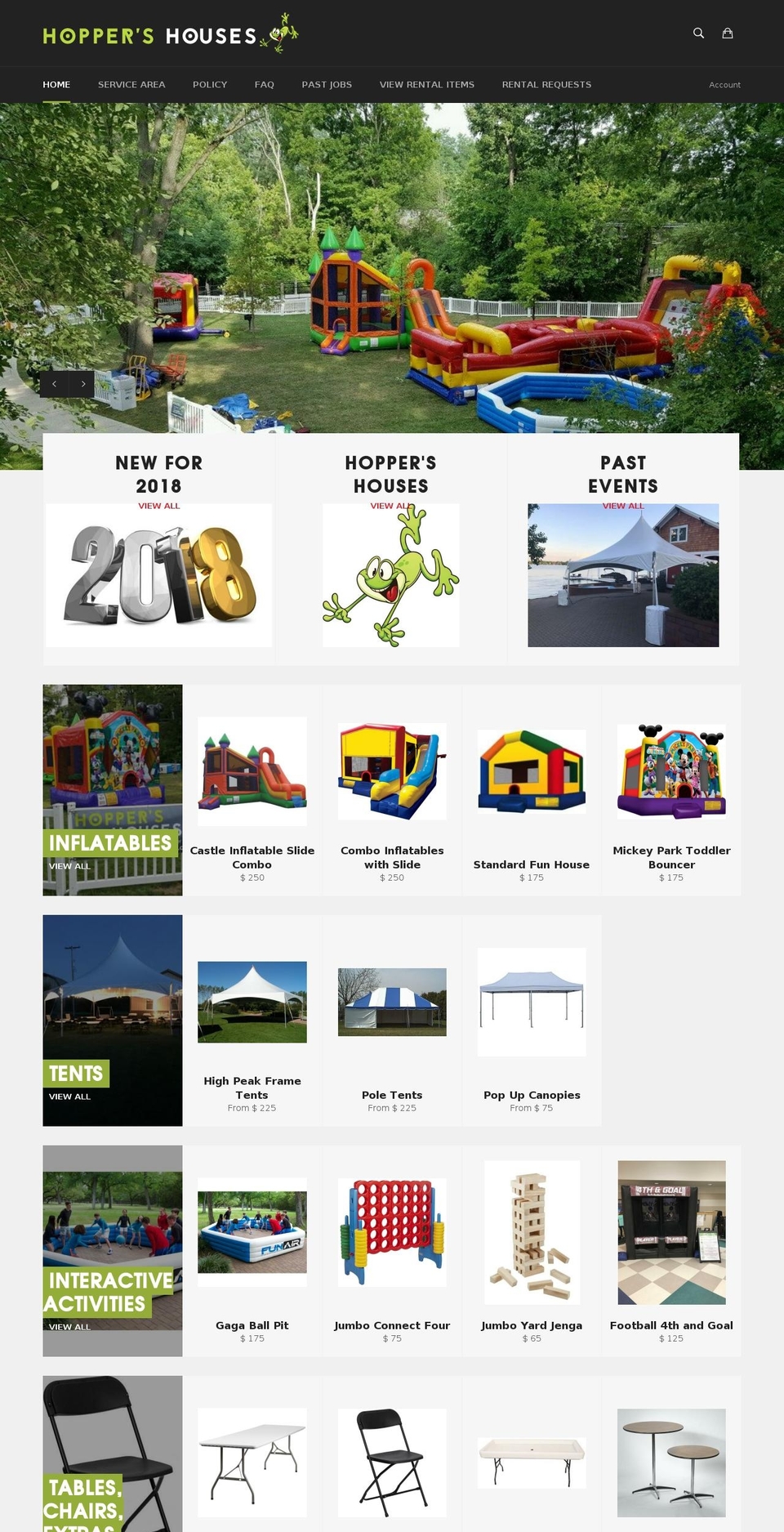 hoppershouses.com shopify website screenshot