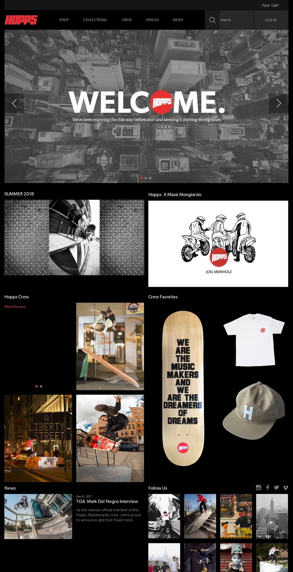 hopps Shopify theme site example hoppsskateboarding.com