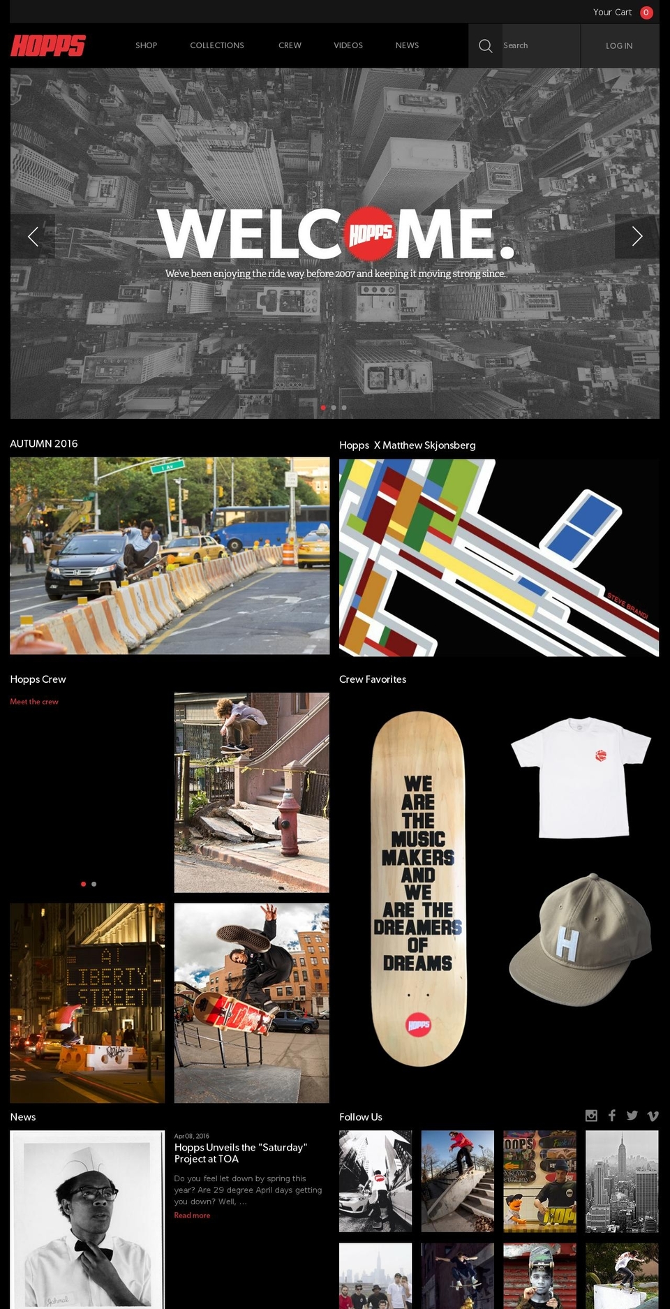 hopps Shopify theme site example hoppsskateboards.com