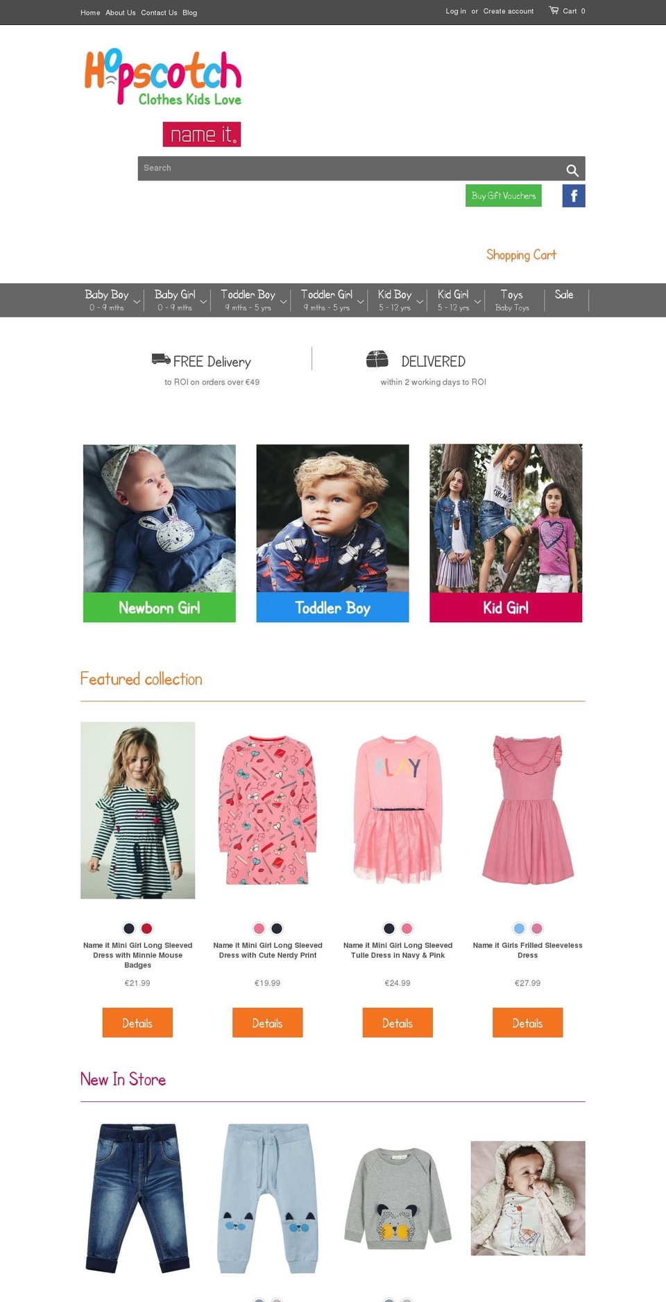 hopscotchkids.ie shopify website screenshot