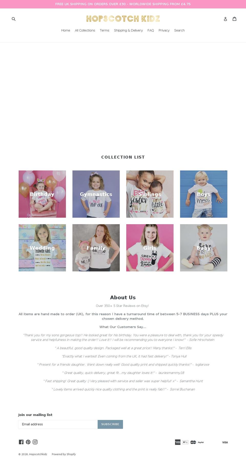 hopscotchkidz.com — Shopify storefront screenshot