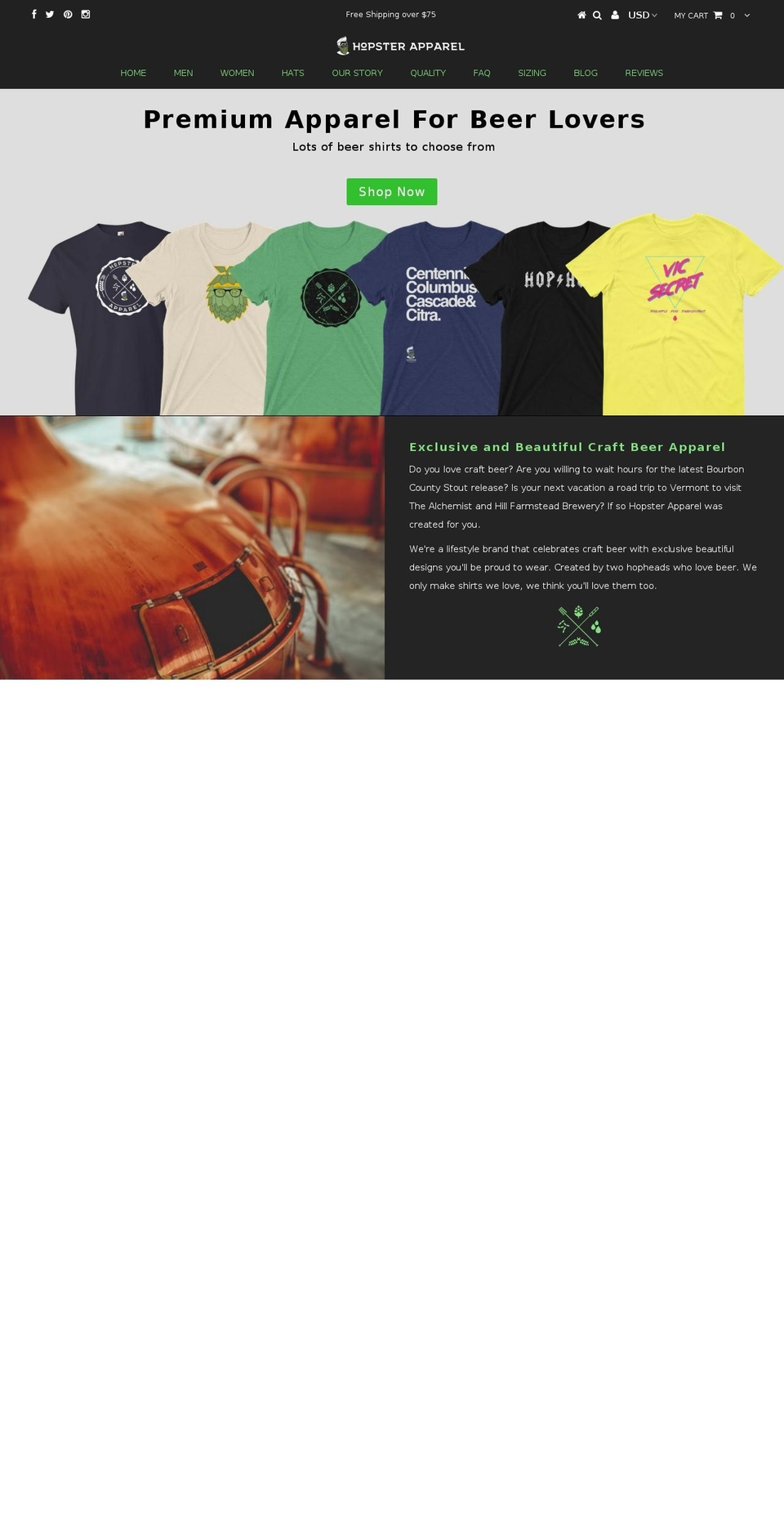 hopsterapparel.com shopify website screenshot