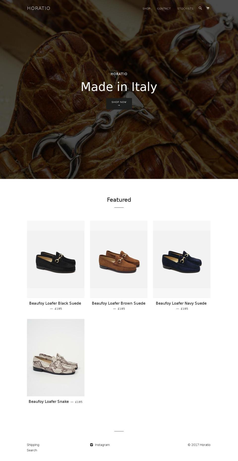 horatio-london.com shopify website screenshot