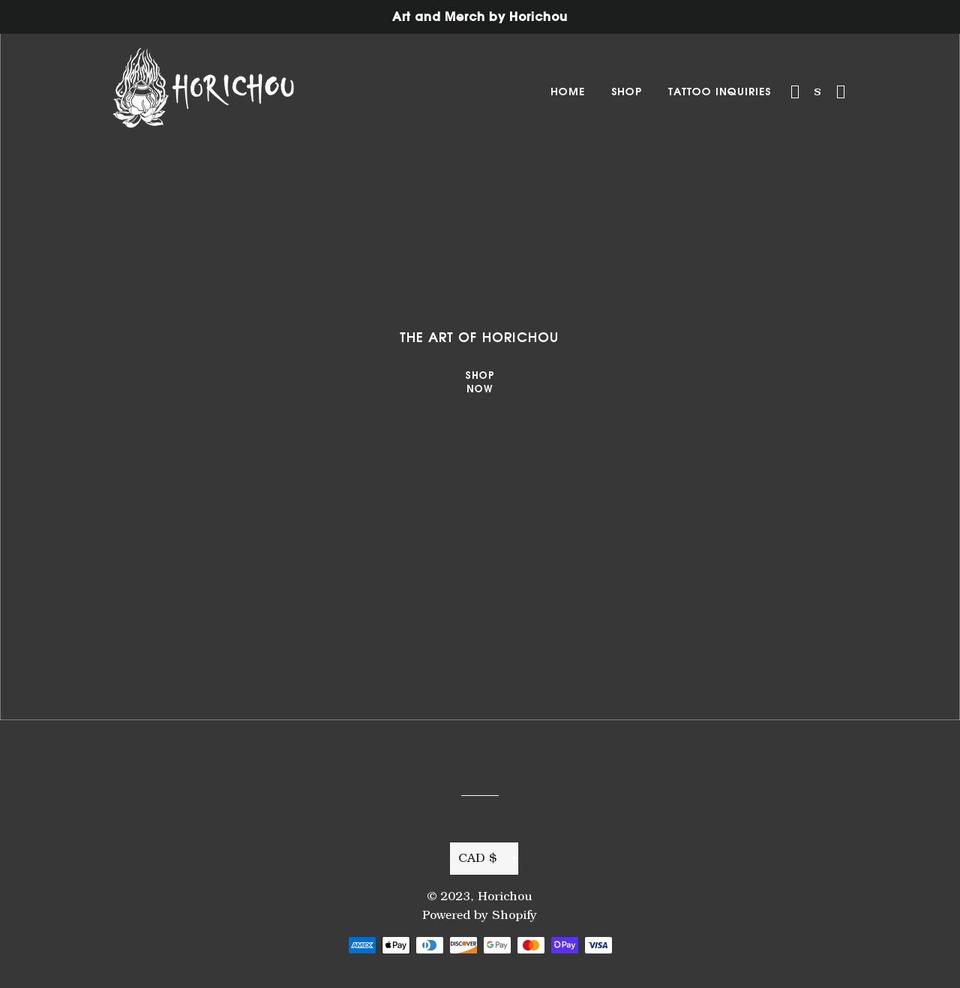 horichoutattoo.com shopify website screenshot