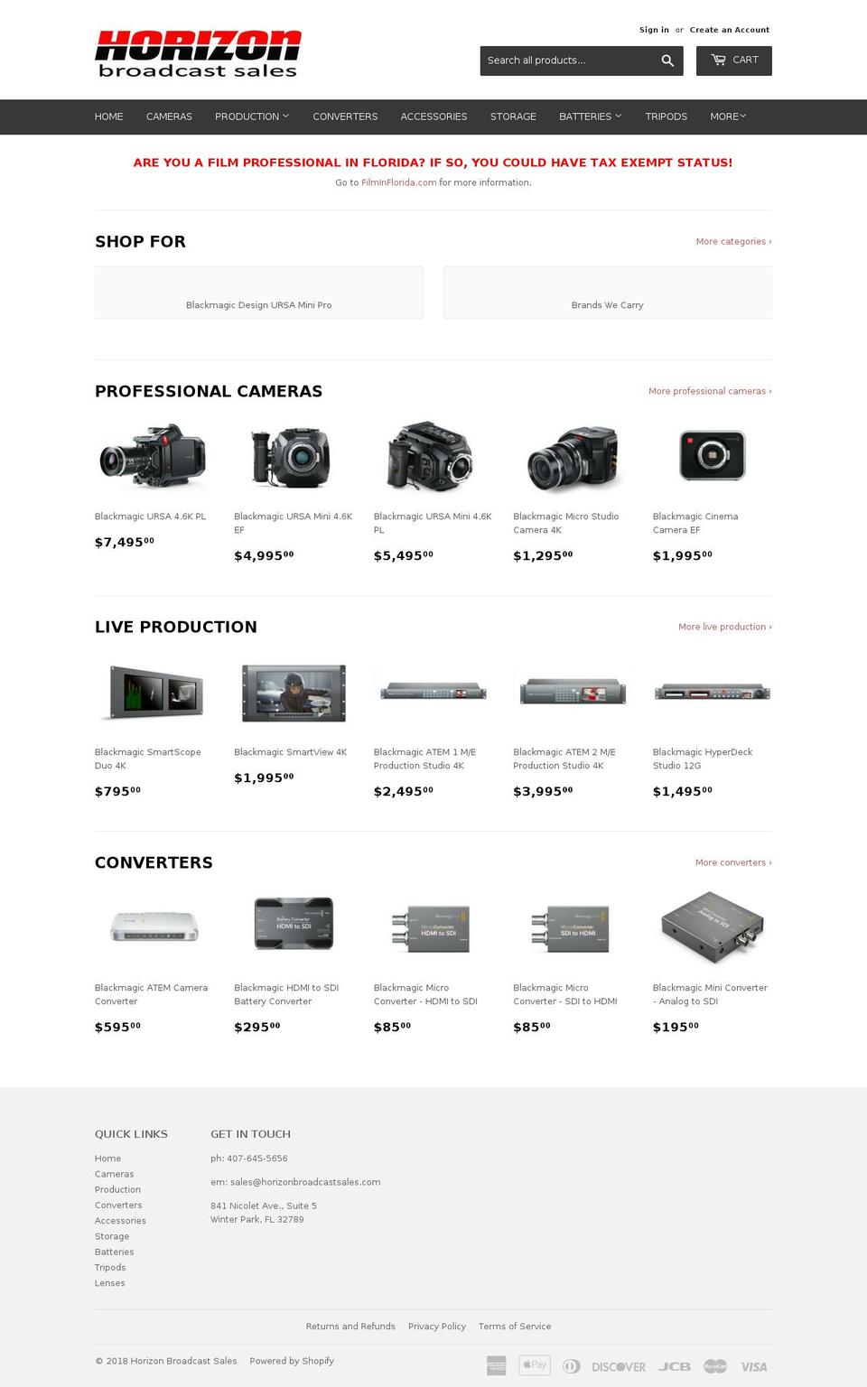 horizonbroadcastsales.com — Shopify storefront screenshot