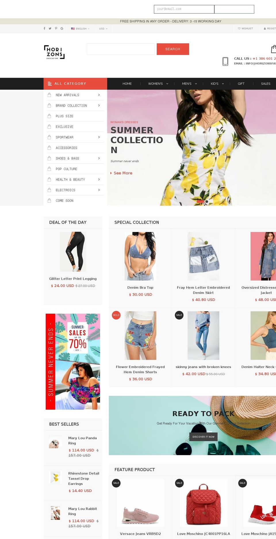horizonsfashion.com — Shopify storefront screenshot