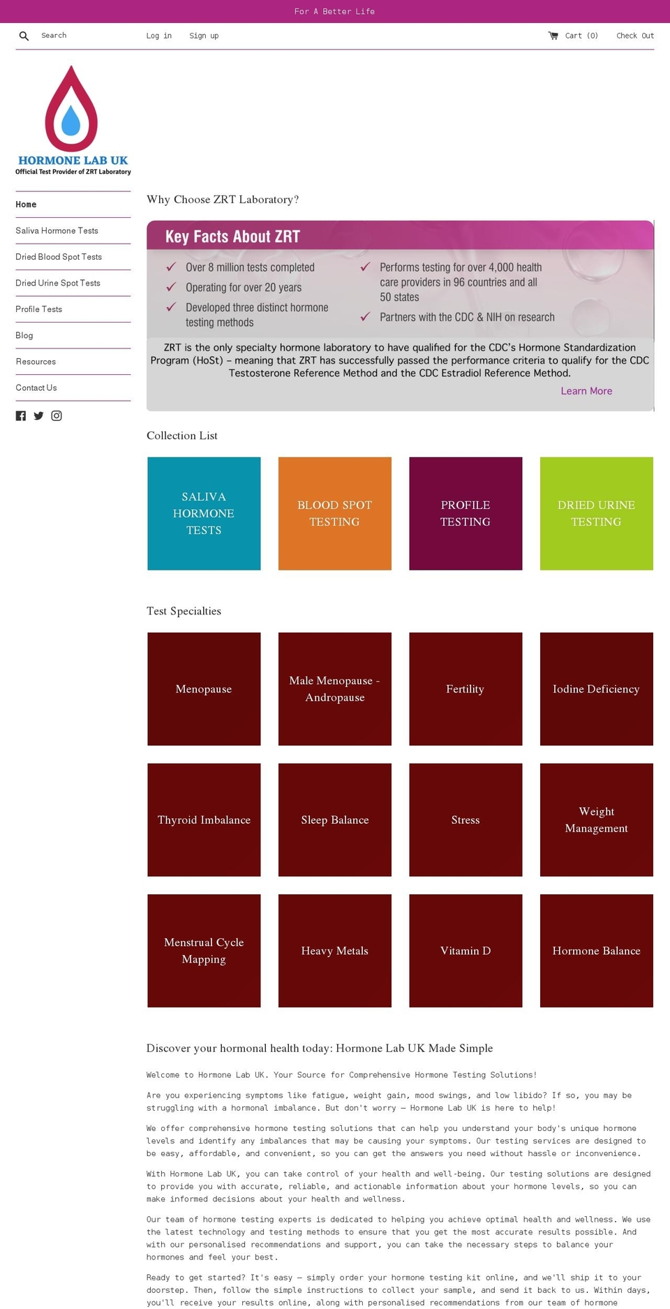 hormonelab.co.uk shopify website screenshot