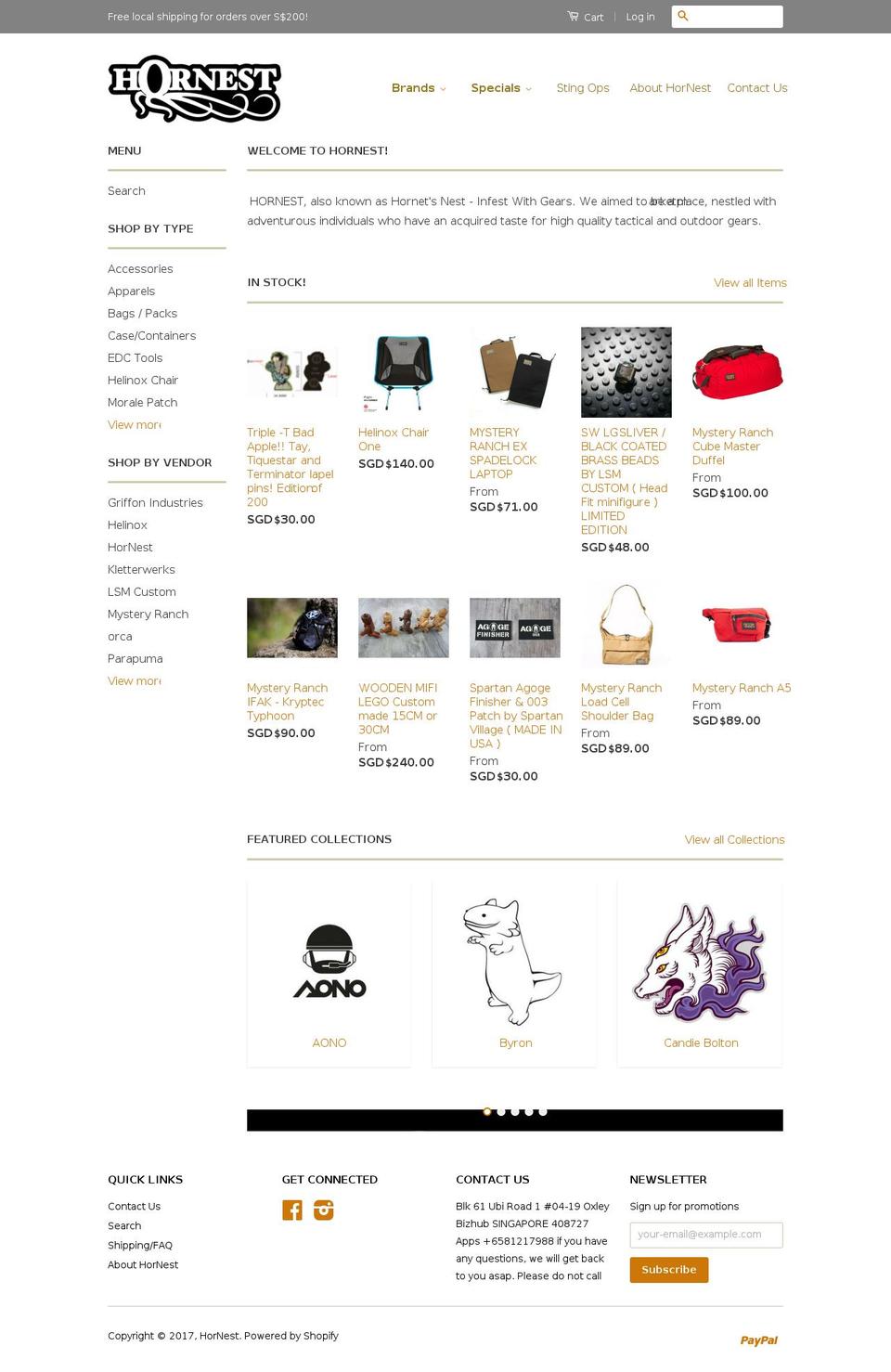 hornest.sg shopify website screenshot