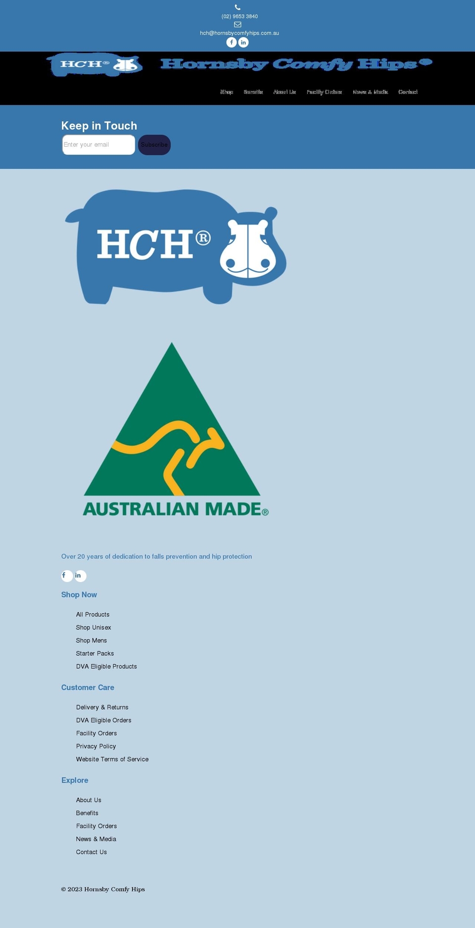 hornsbycomfyhips.com.au shopify website screenshot