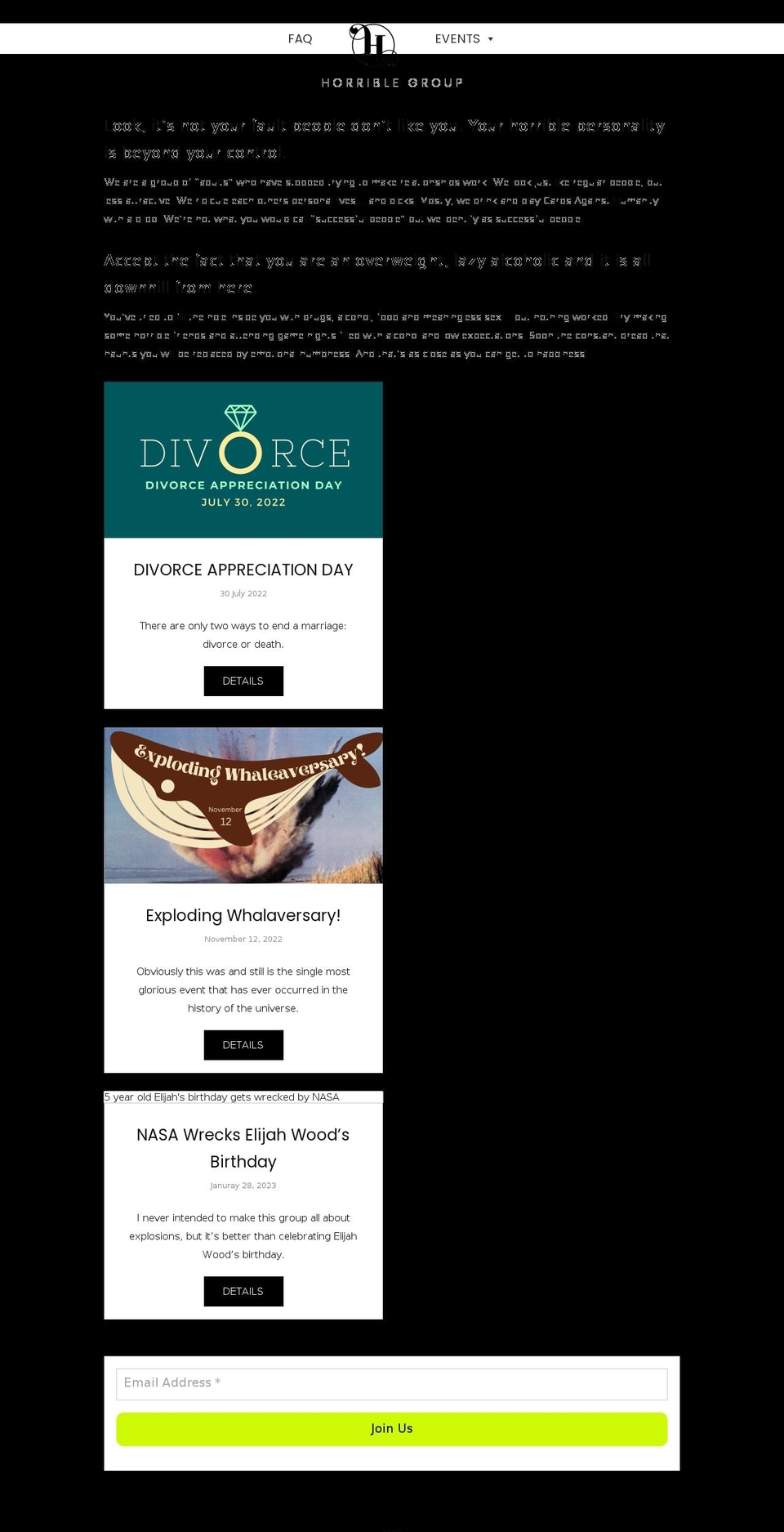 horriblegroup.com — Shopify storefront screenshot