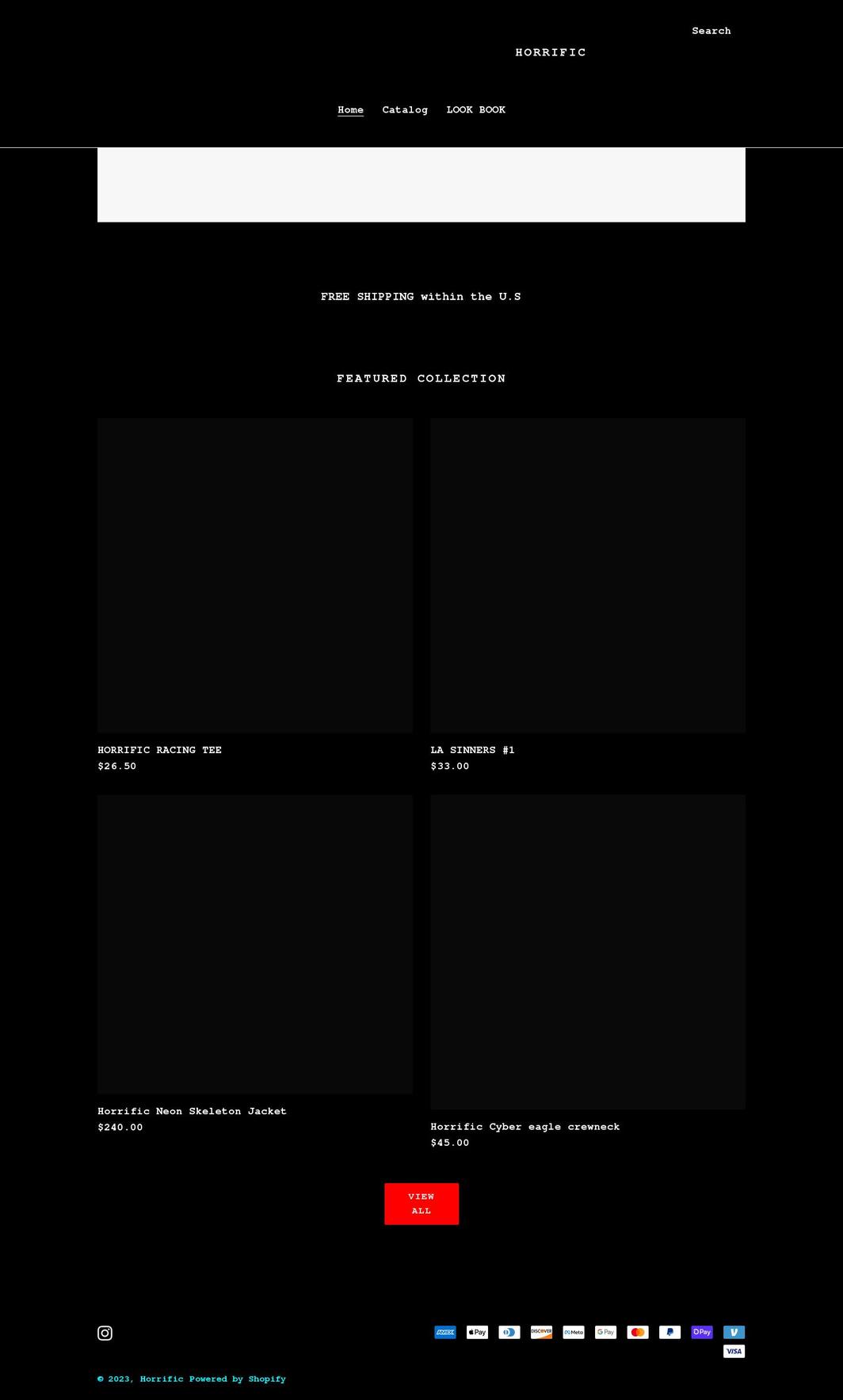 horrificdesign.com shopify website screenshot