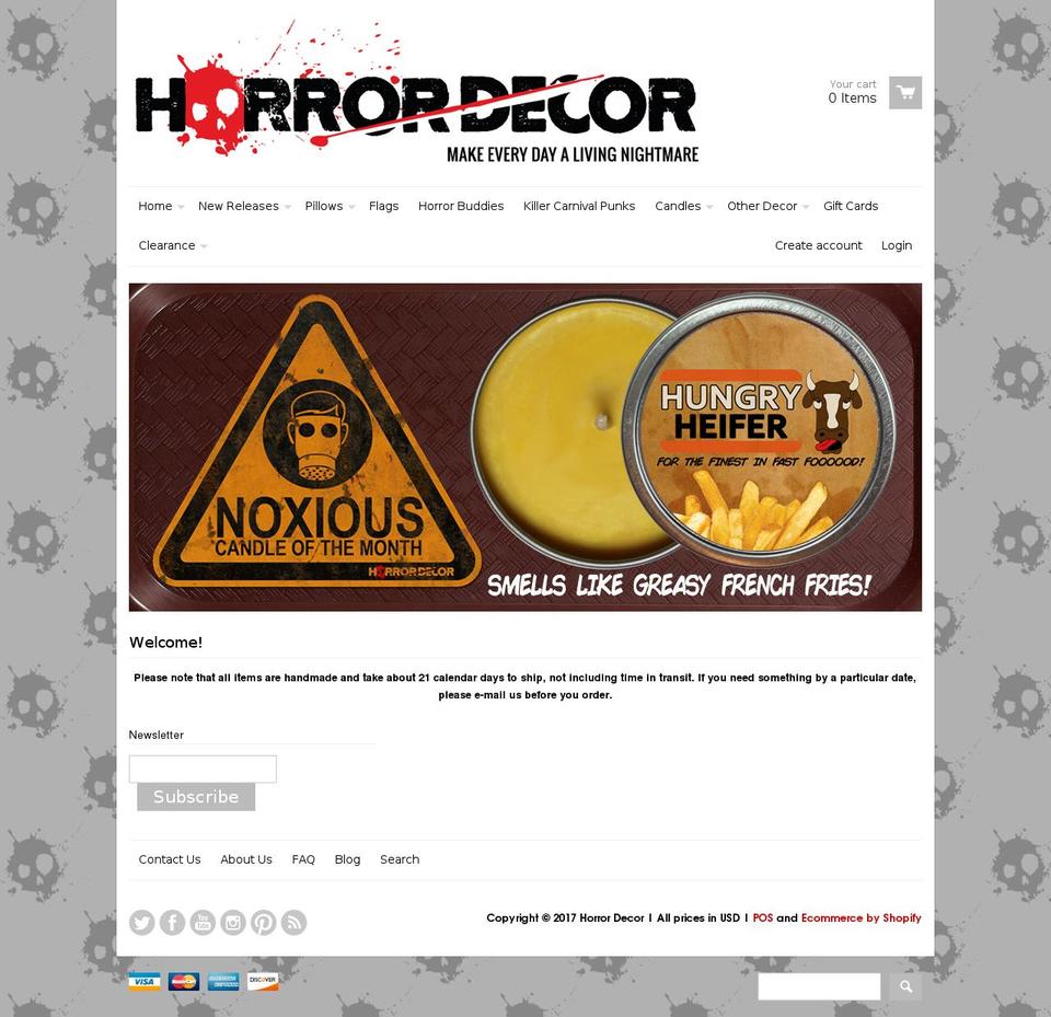 horrordecor.com shopify website screenshot