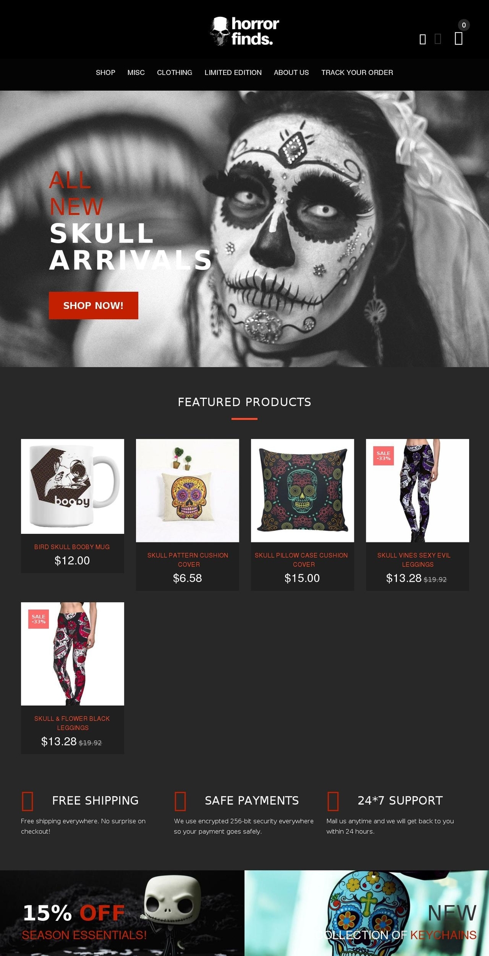 horrorfinds.com — Shopify storefront screenshot