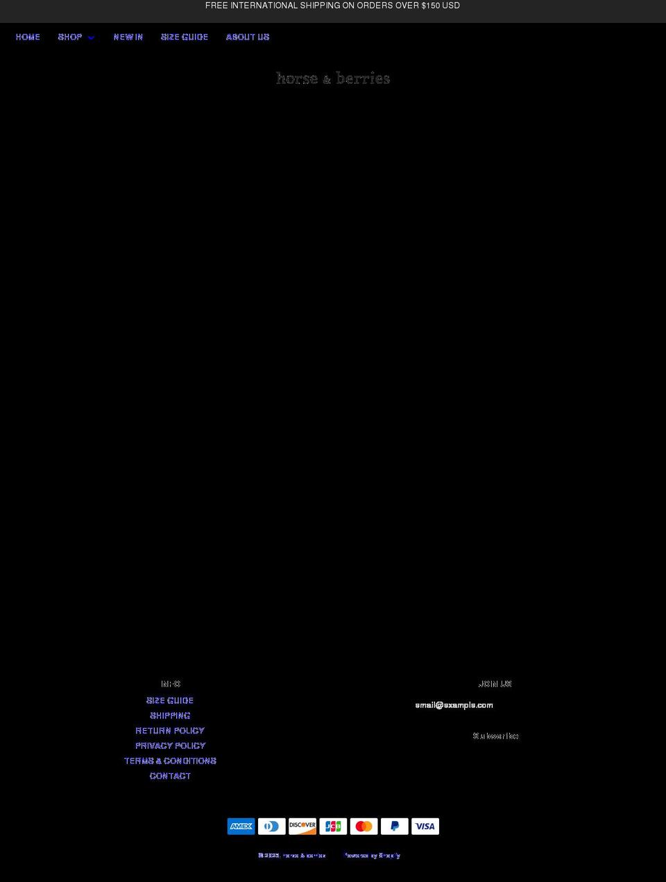 horseandberries.com — Shopify storefront screenshot
