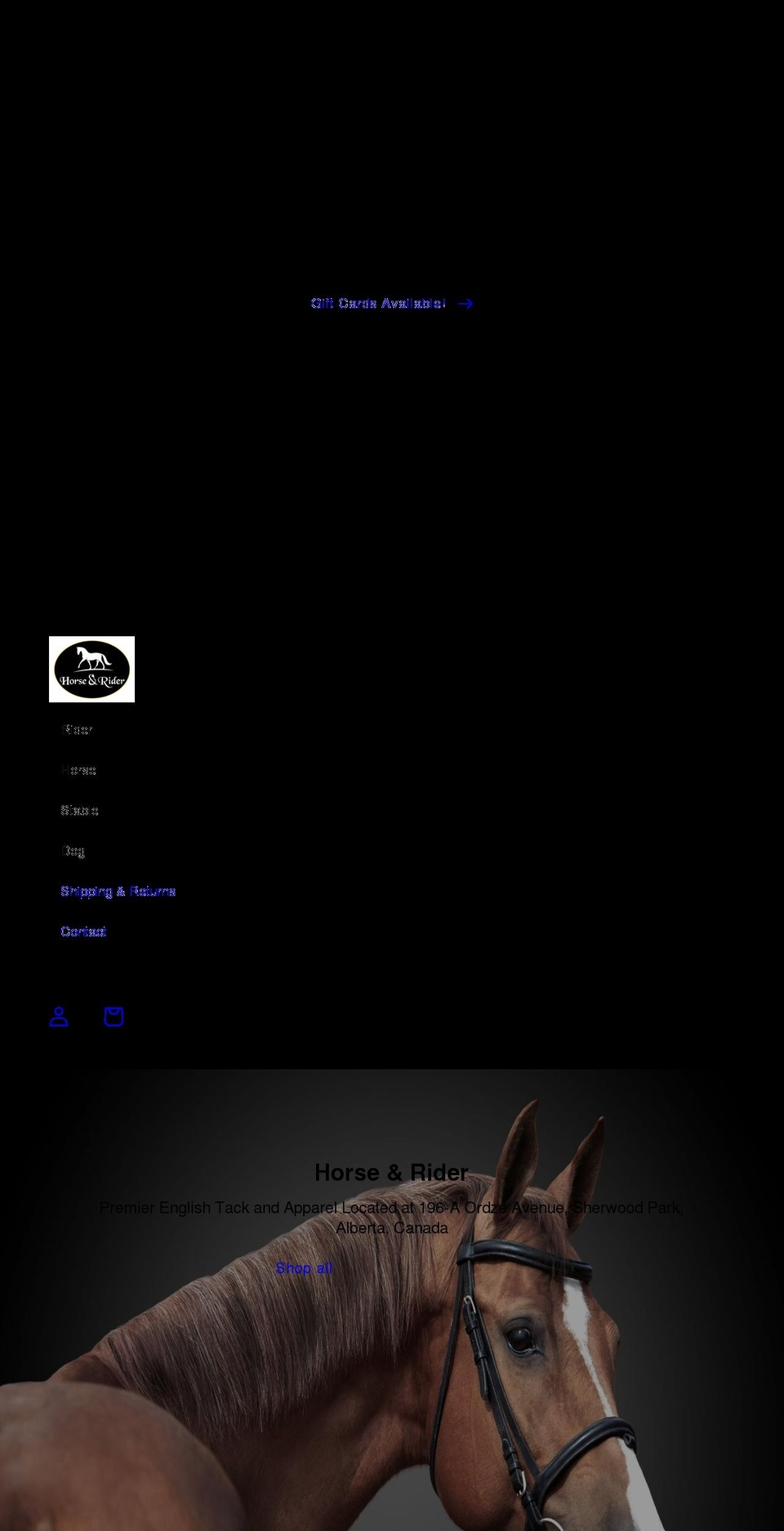 horseandridertack.com shopify website screenshot
