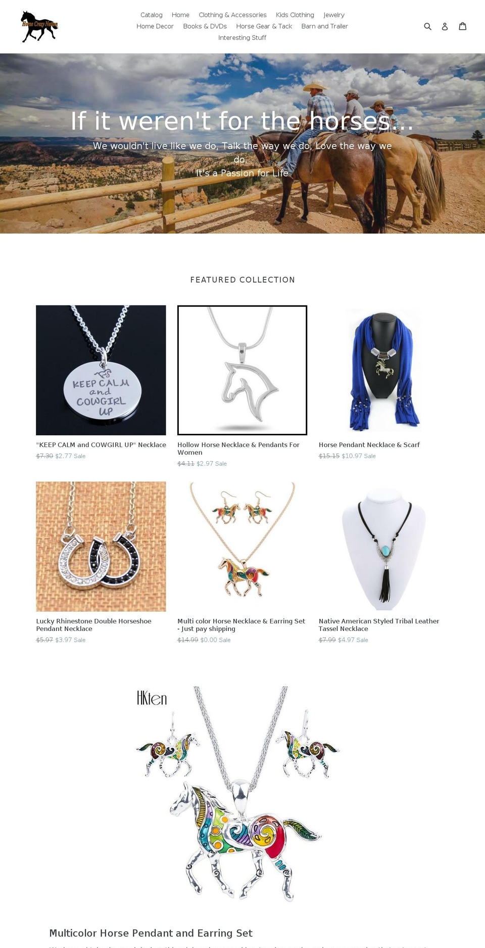 horsecrazynation.com — Shopify storefront screenshot