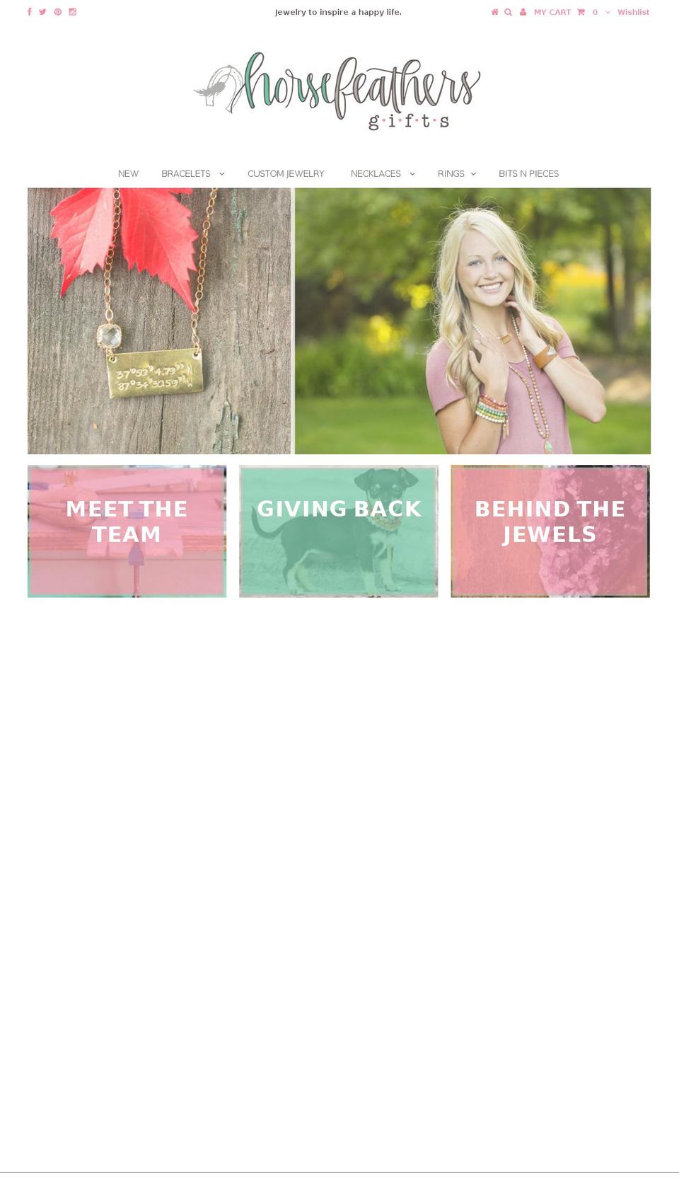 horsefeathersgifts.com shopify website screenshot