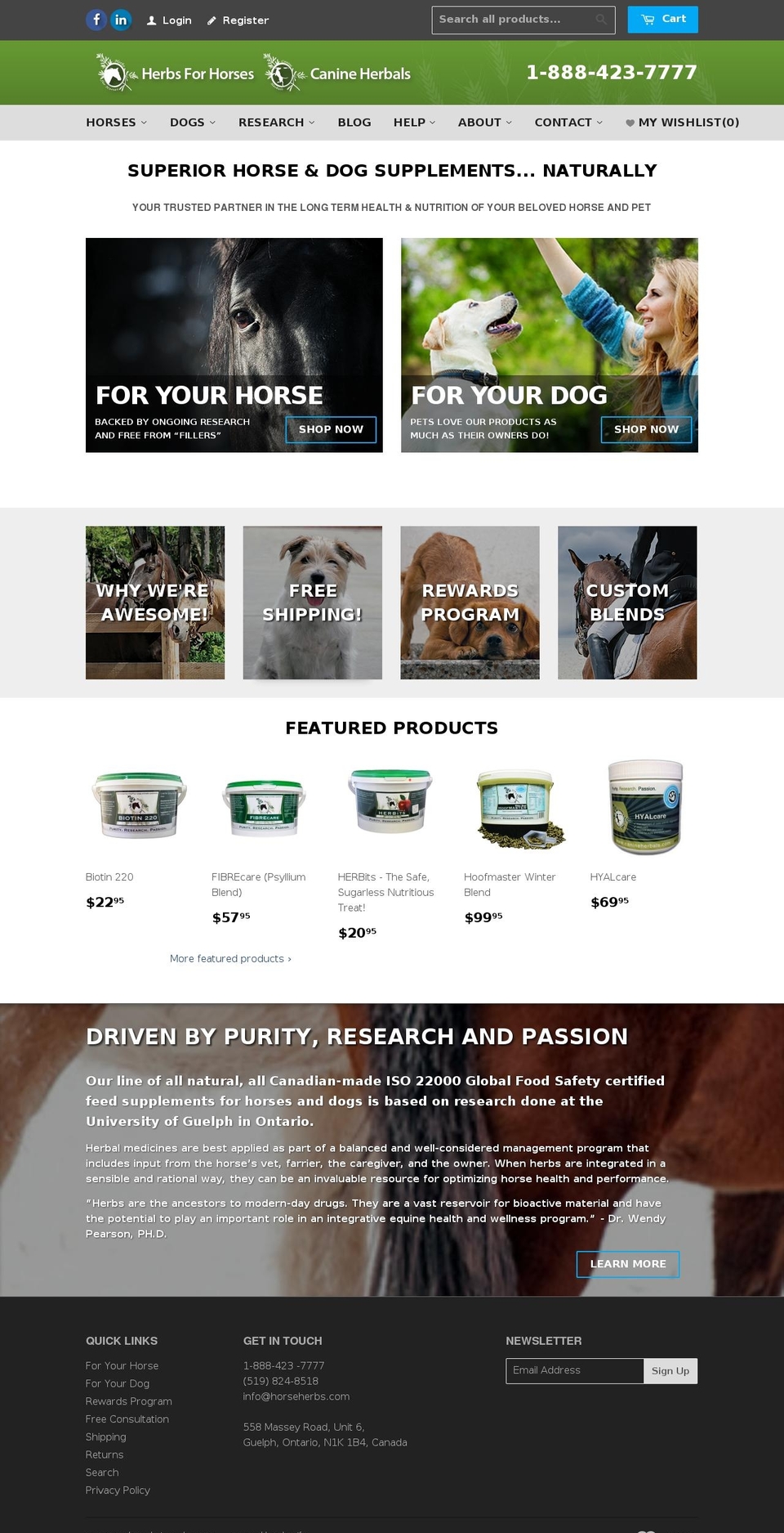 horseherbs.com shopify website screenshot