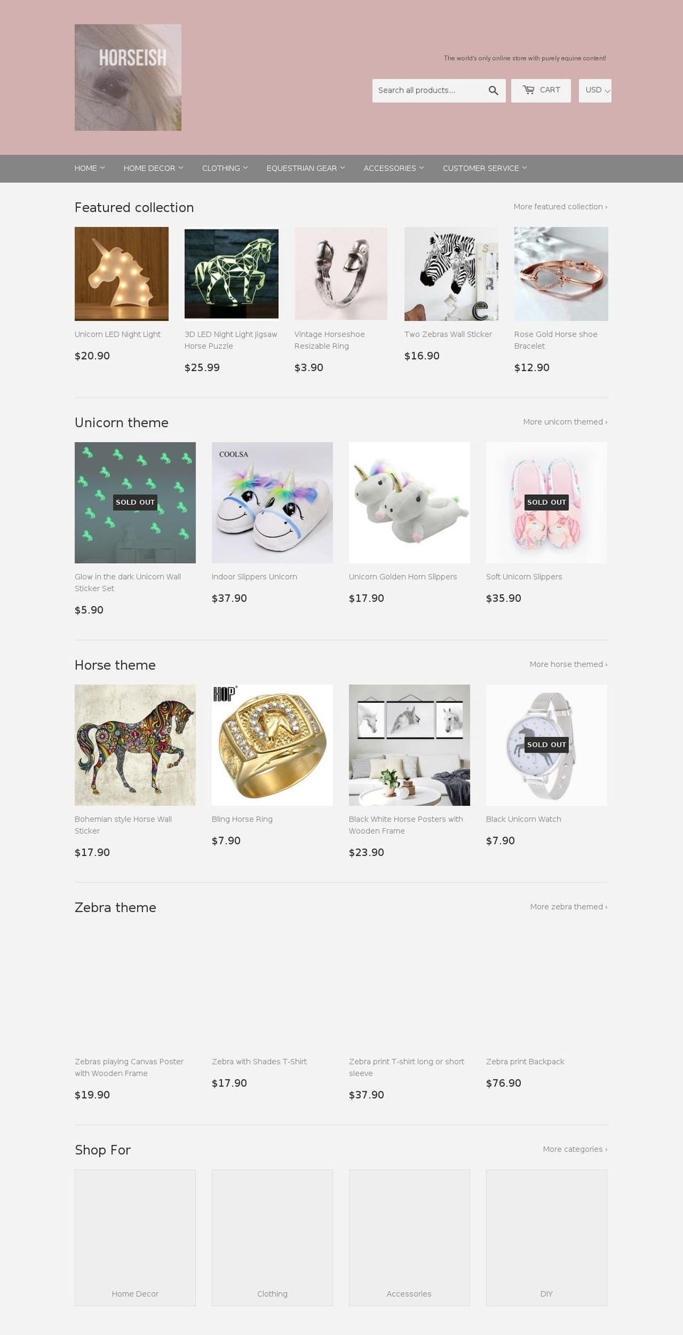 horseish.com — Shopify storefront screenshot