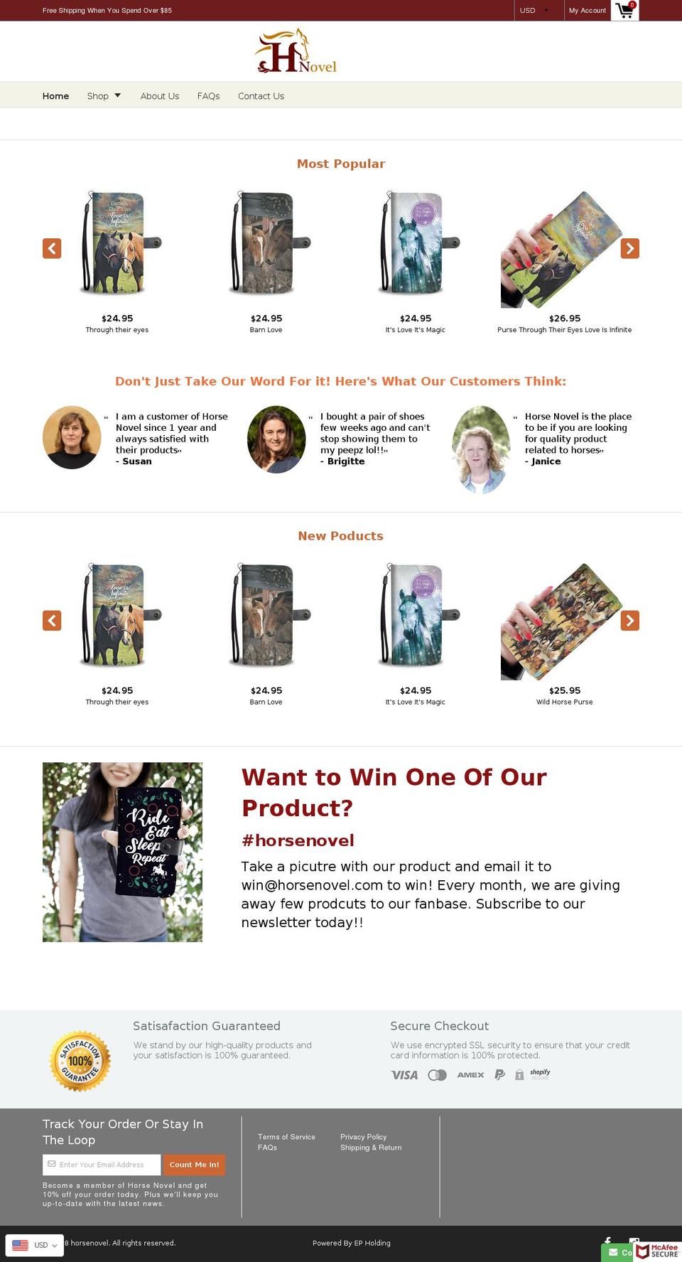 horsenovel.com — Shopify storefront screenshot