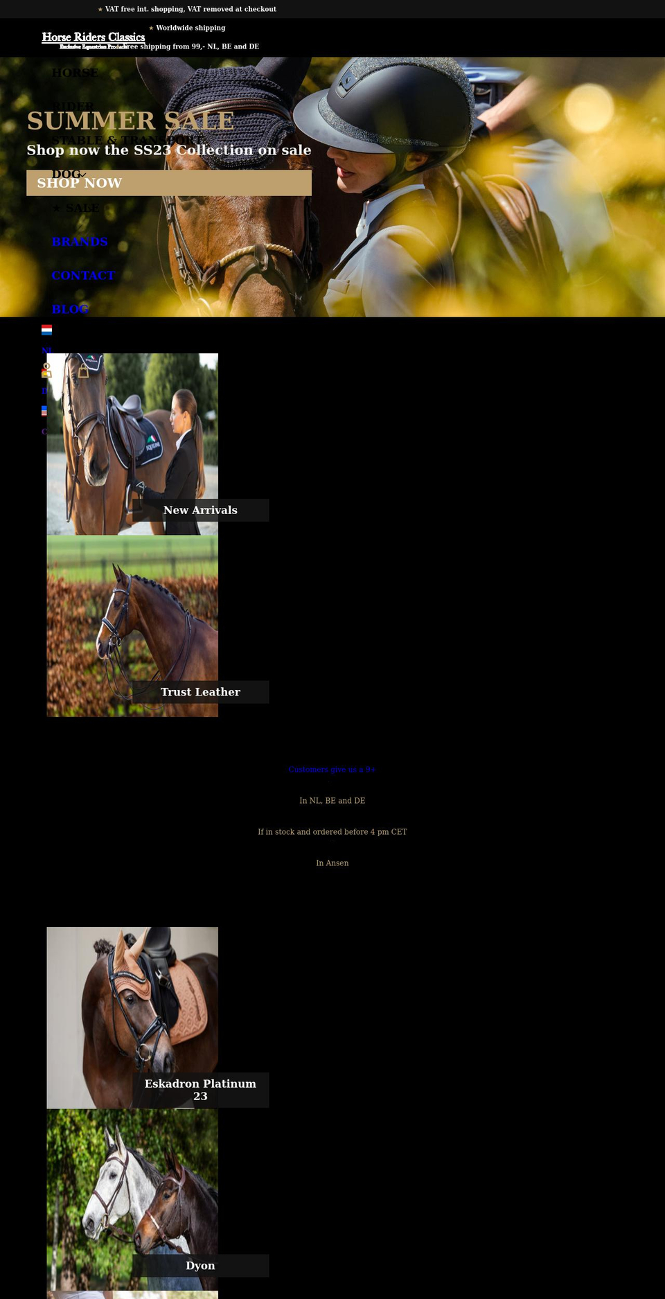 horseridersclassics.com shopify website screenshot