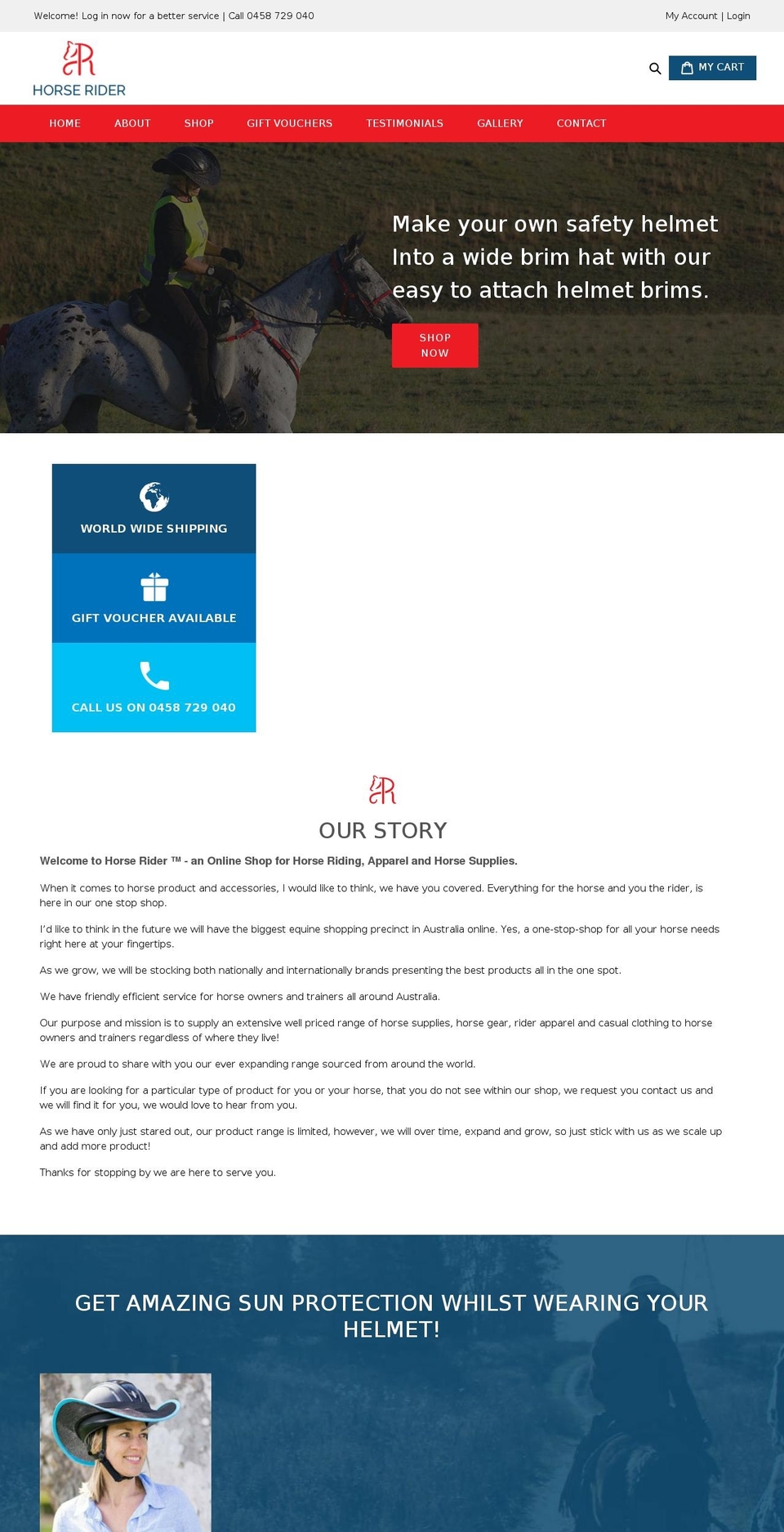 horseridershop.com — Shopify storefront screenshot