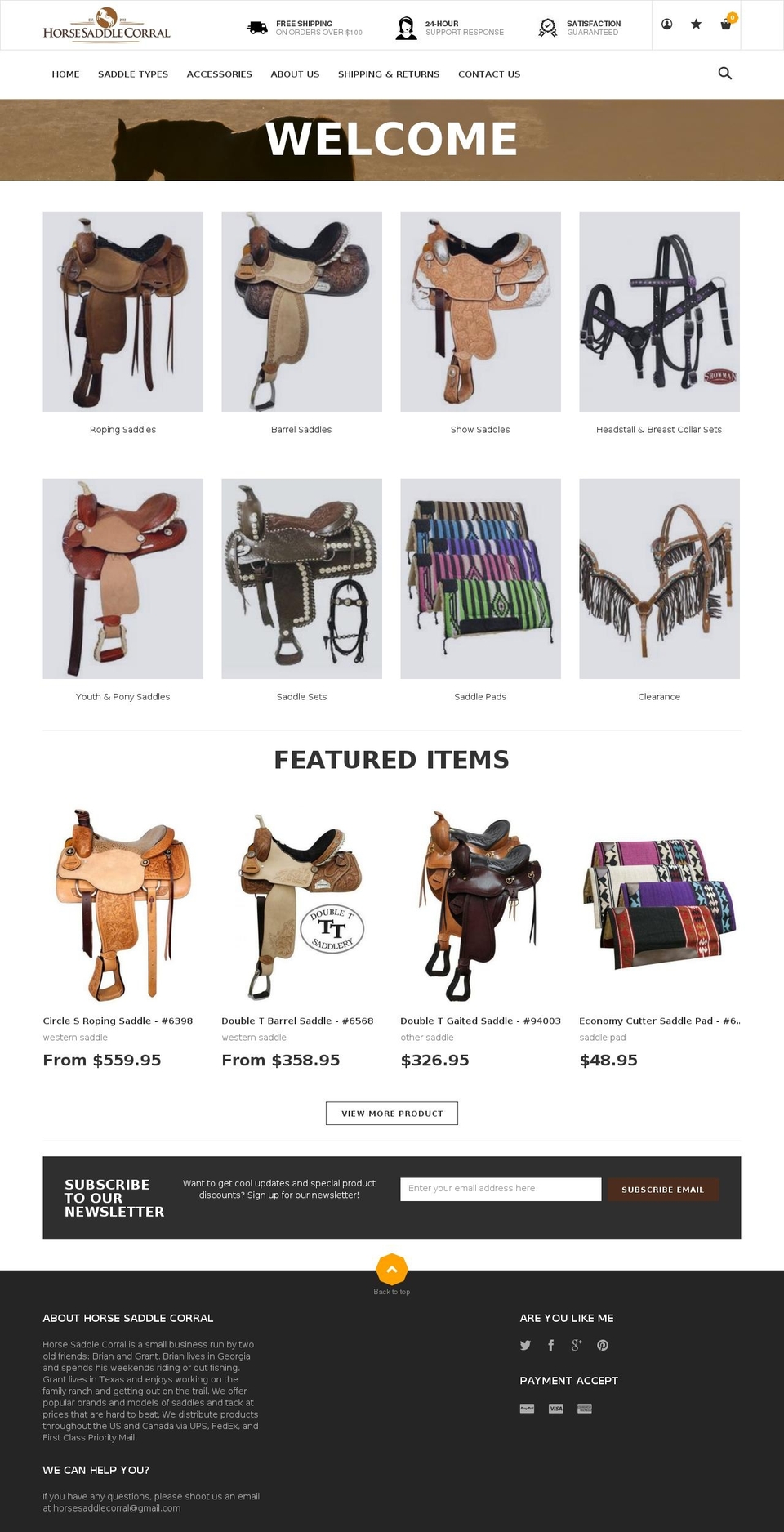 horsesaddlecorral.com shopify website screenshot