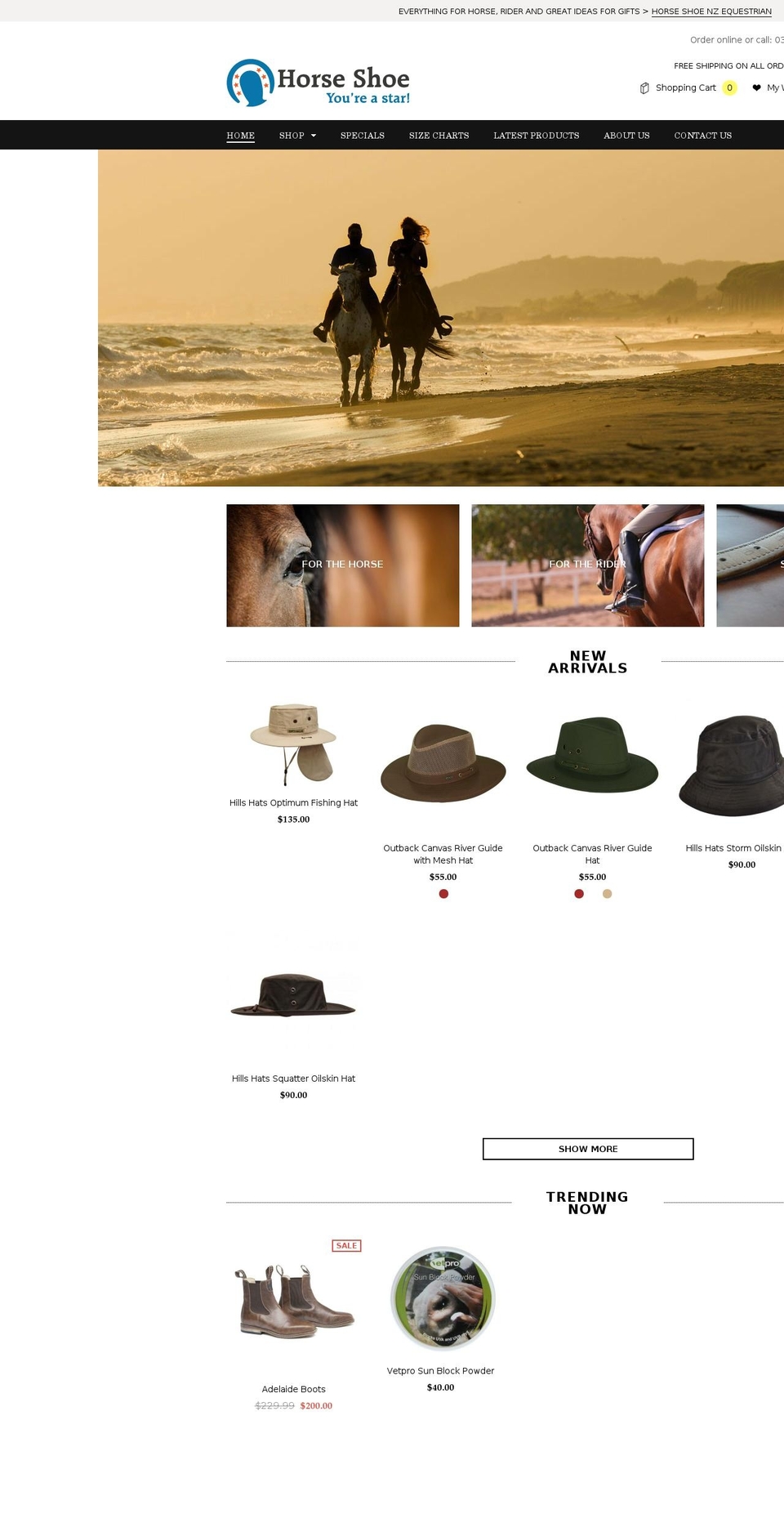 horseshoe.nz shopify website screenshot