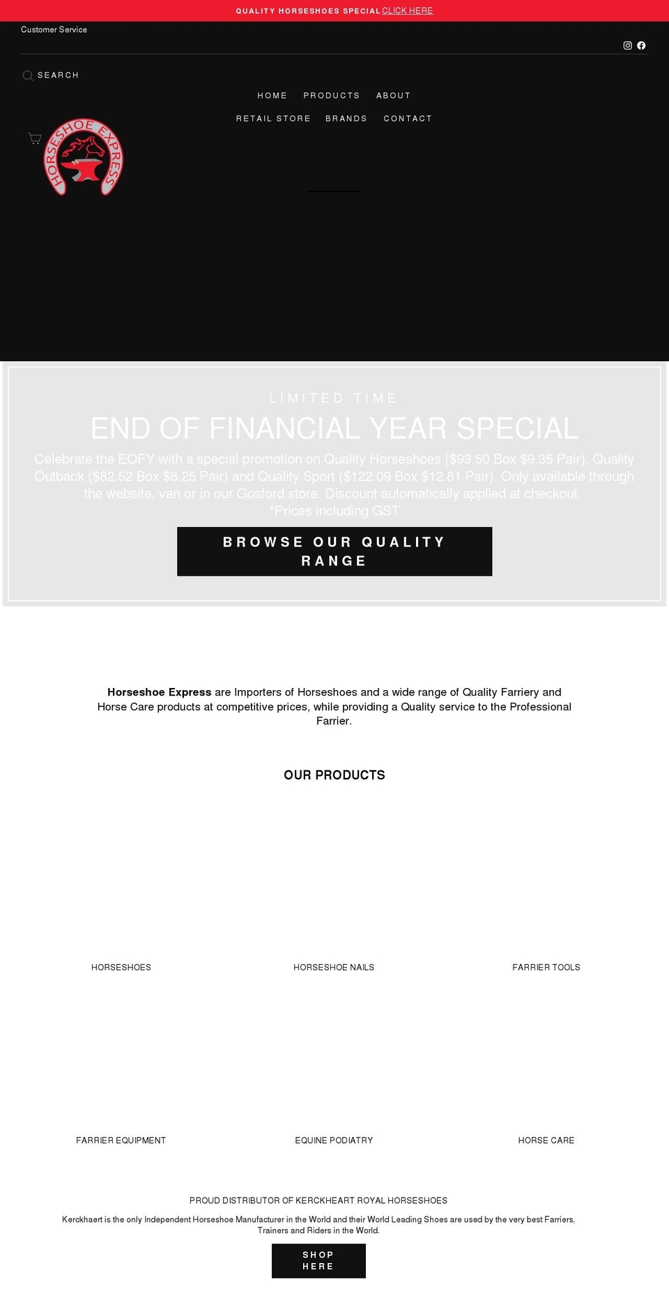horseshoeexpress.com.au shopify website screenshot