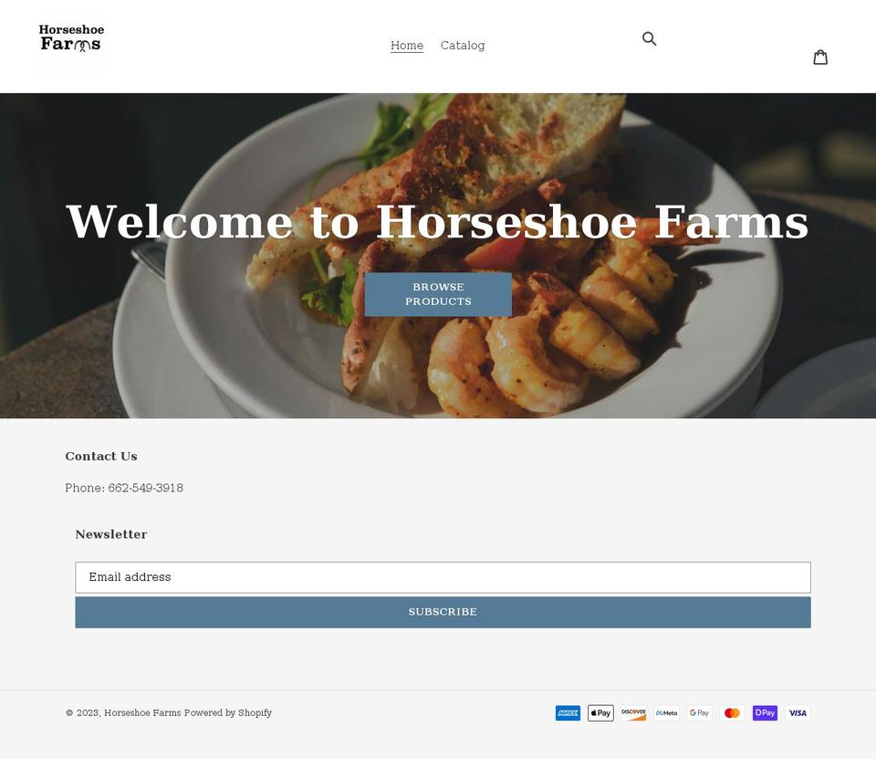 horseshoefarms.net shopify website screenshot