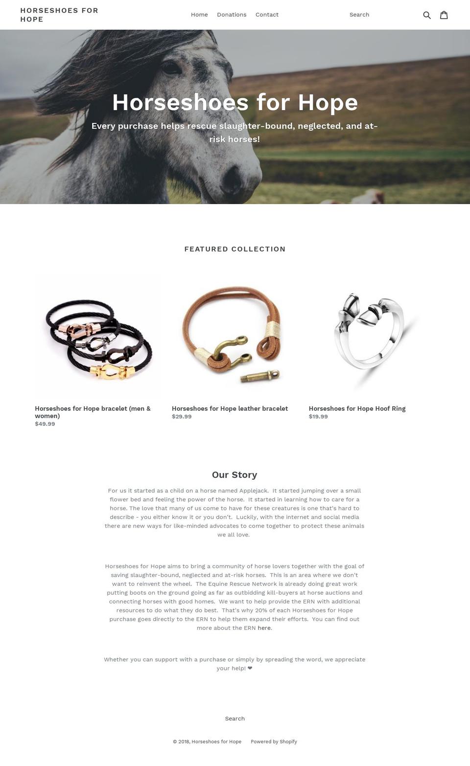 horseshoesforhope.com — Shopify storefront screenshot