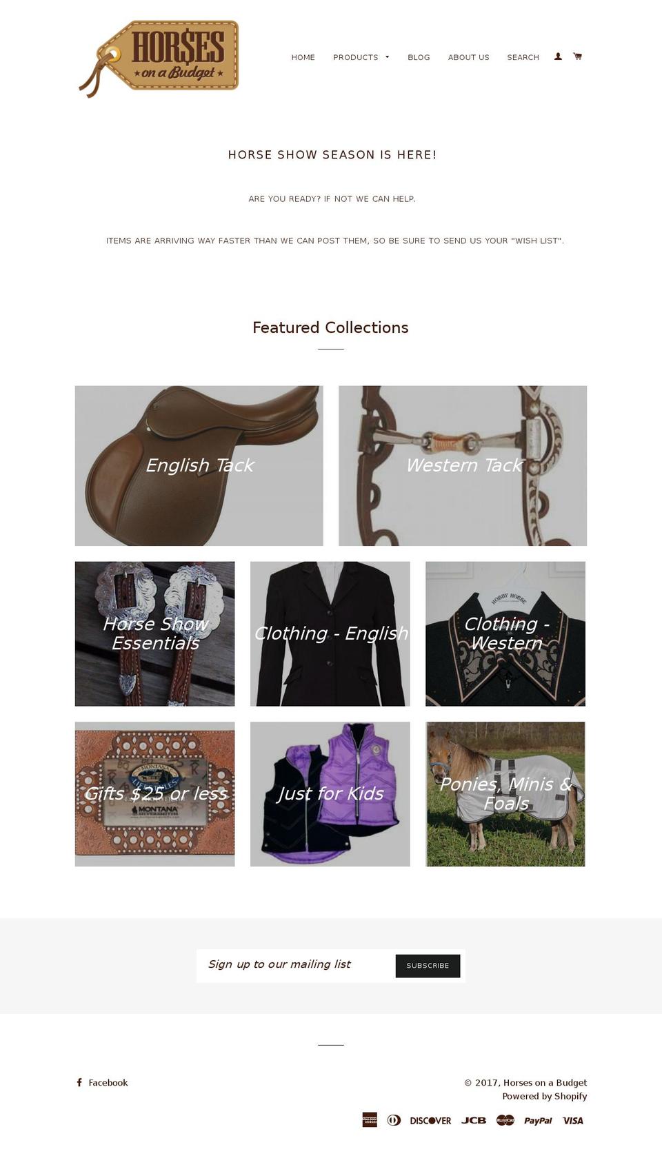 horsesonabudget.com shopify website screenshot