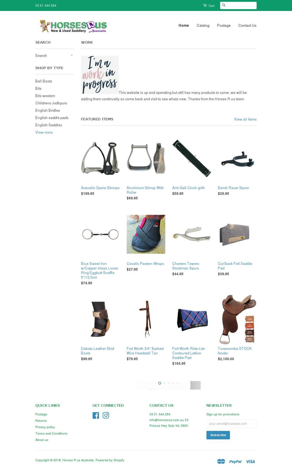 horsesrus.com.au shopify website screenshot