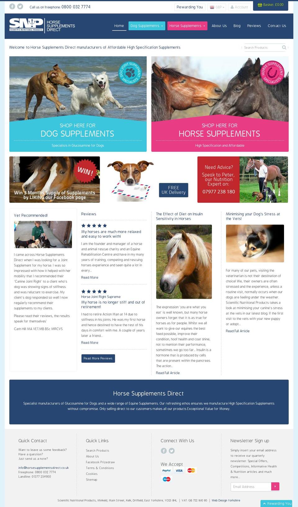 horsesupplementsdirect.co.uk shopify website screenshot