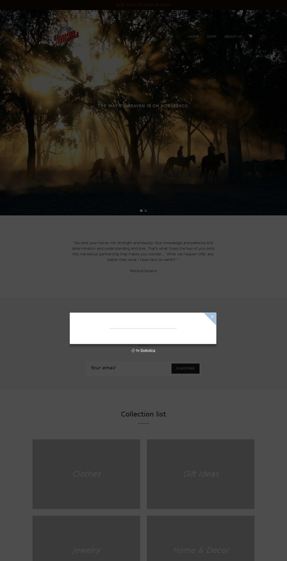 horsing-around.com — Shopify storefront screenshot