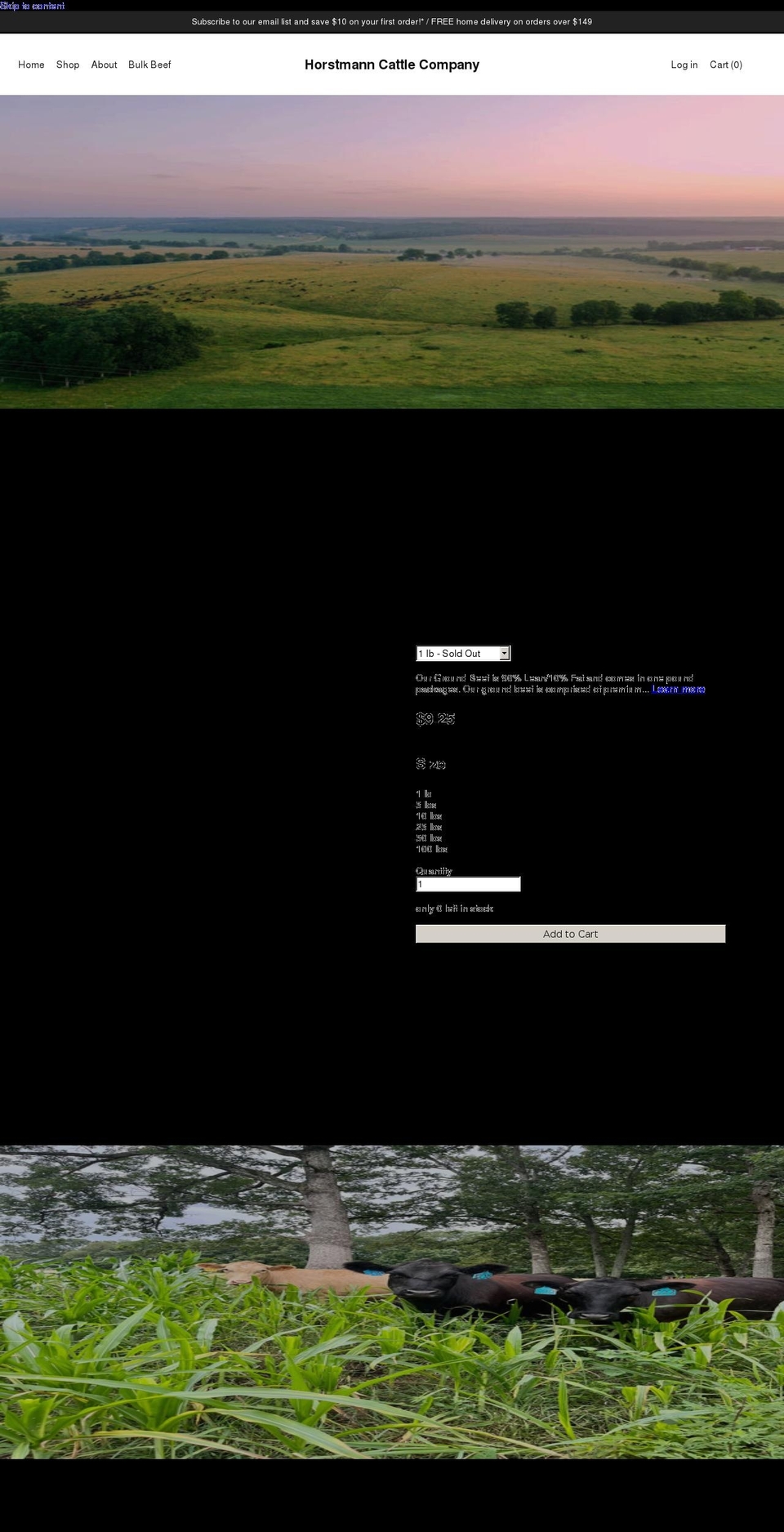 horstmanncattleco.com shopify website screenshot