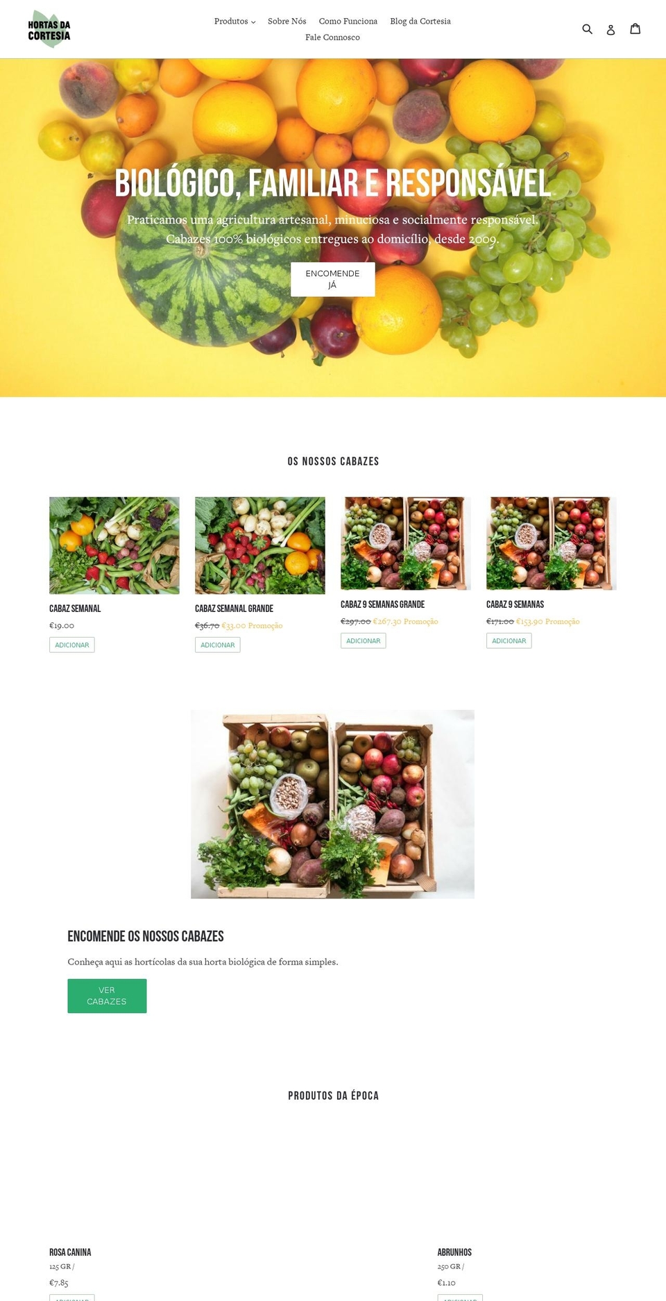 hortasdacortesia.com shopify website screenshot