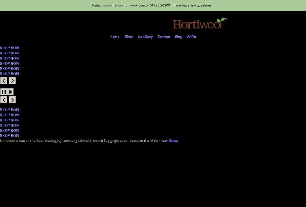 hortiwool.com shopify website screenshot