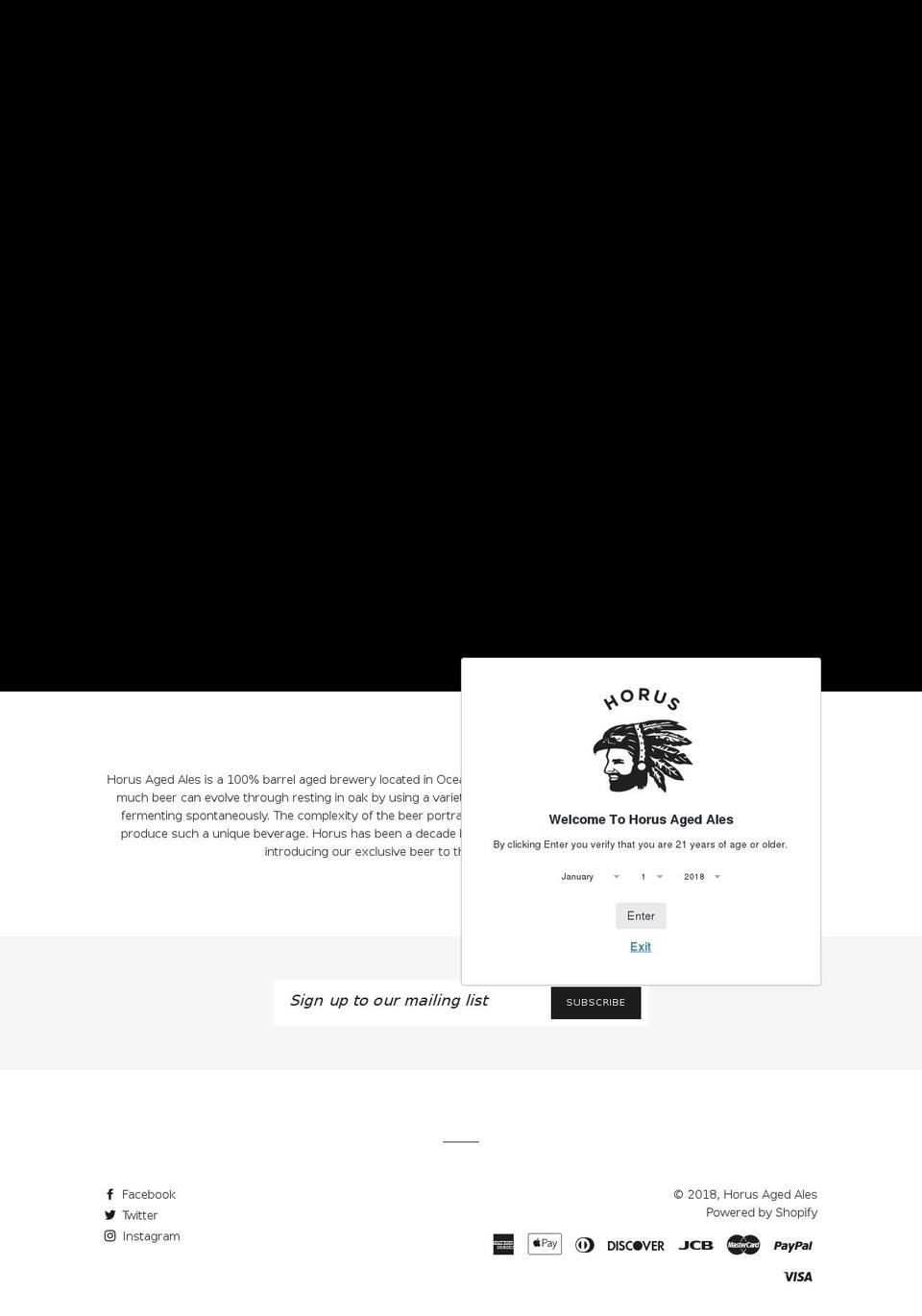 horusbeer.com shopify website screenshot