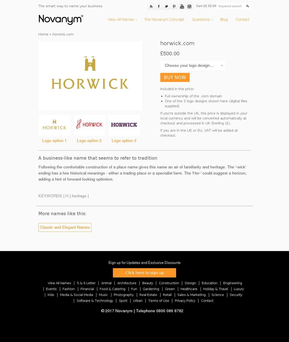 horwick.com shopify website screenshot