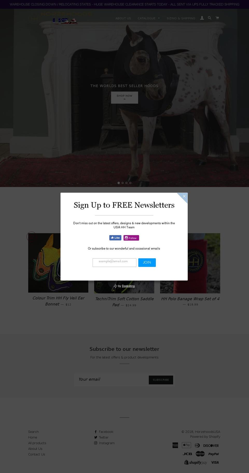horzehoodsusa.com — Shopify storefront screenshot