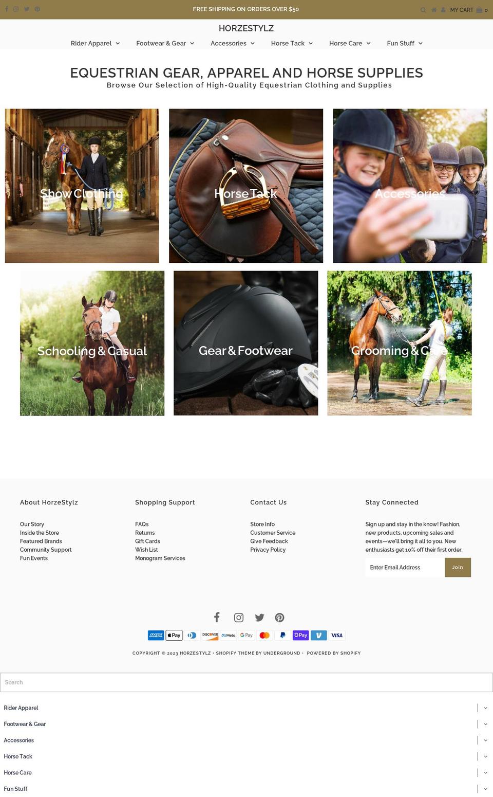 horzestylz.com — Shopify storefront screenshot